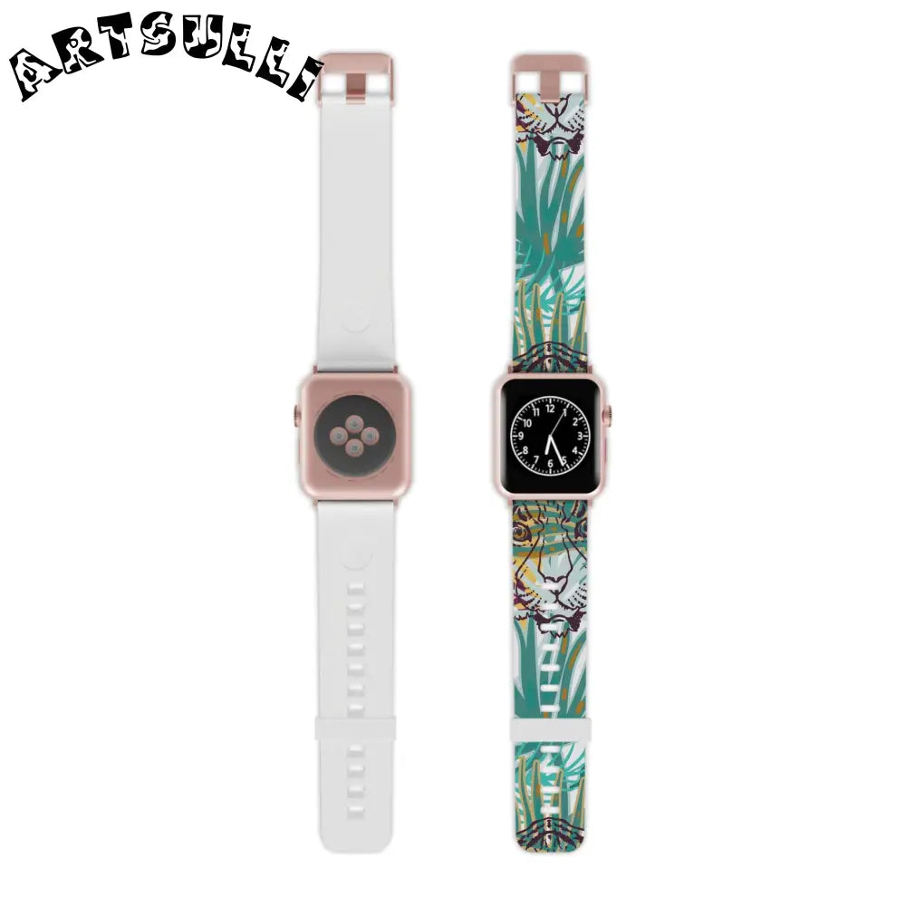 JAKKOUTTHEBXX Tropical Jungle Tigers Brown and Green Watch Band