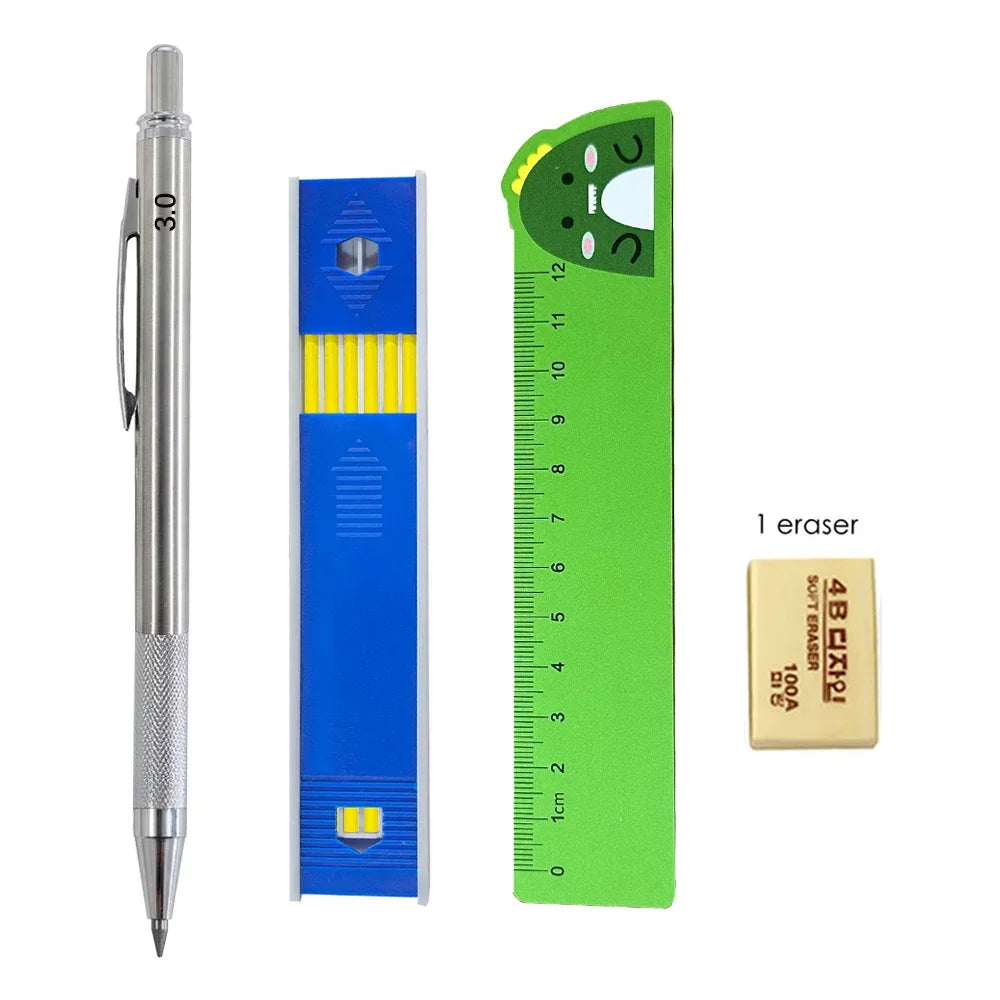 Buy The Best By Artsulli - Art is Long Life Short - Mechanical Pencil Set 3.0mm Full Metal Drawing Painting Automatic with Leads Office