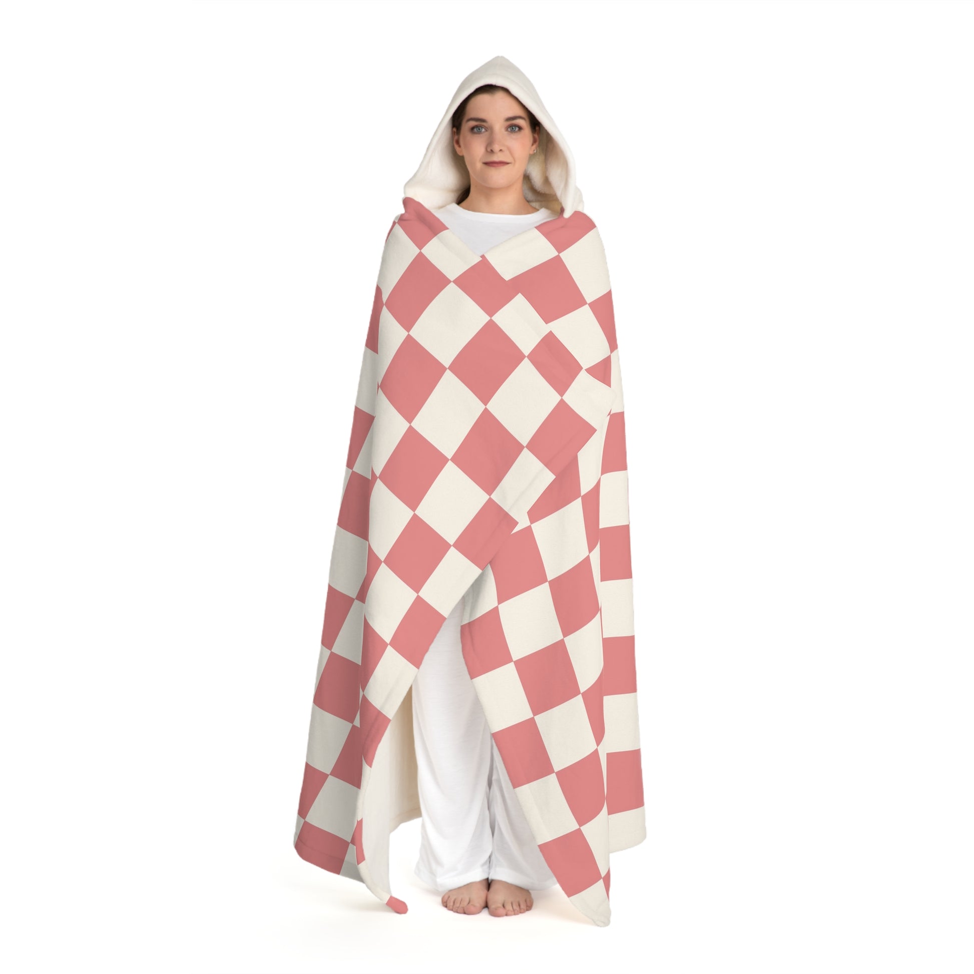Retro Checkered Grassland Sprites Hooded Sherpa Fleece Blanket, Artsulli - Art is Long, Life is Short, All Over Prints, , , , , , , 