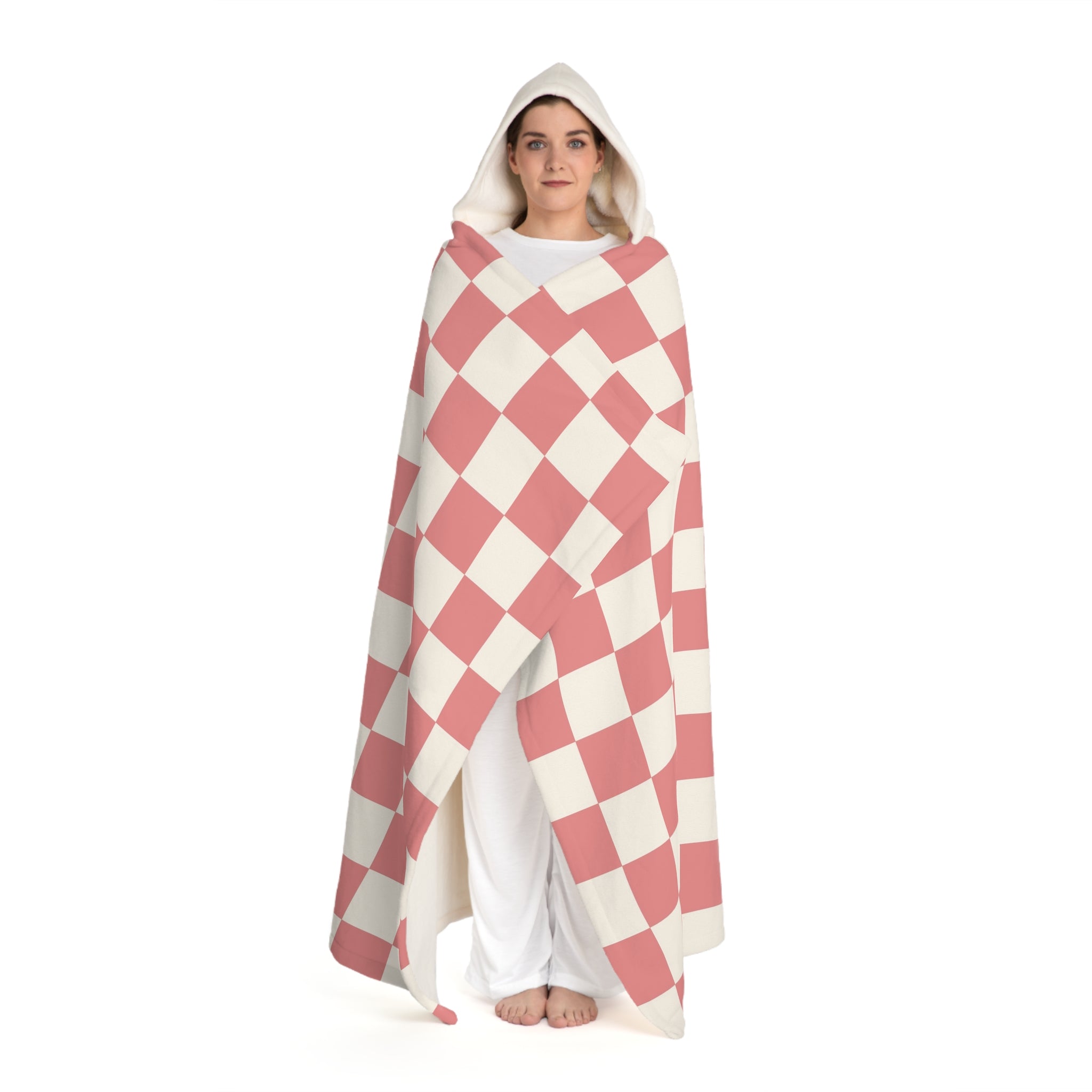 Retro Checkered Grassland Sprites Hooded Sherpa Fleece Blanket, Artsulli - Art is Long, Life is Short, All Over Prints, , , , , , , 