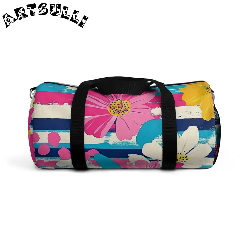 JAKKOUTTHEBXX Dayglo Floral Stripes II Multi-Color Duffel Bag