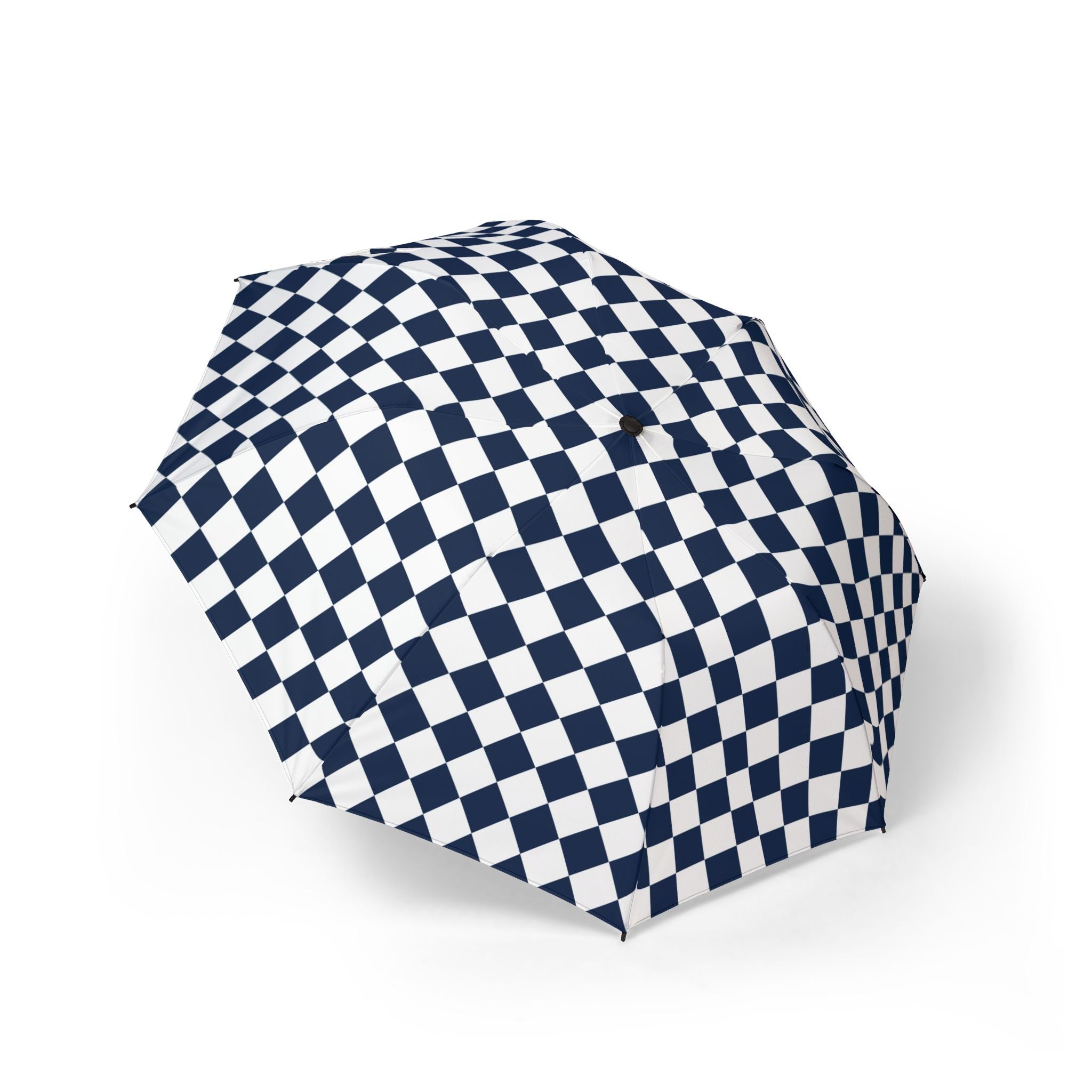 Checkerboard II White and Navy Blue Semi-Automatic Foldable Umbrella, Artsulli - Art is Long, Life is Short, Accessories, Size, One size, , , , , 13510160511975264798
