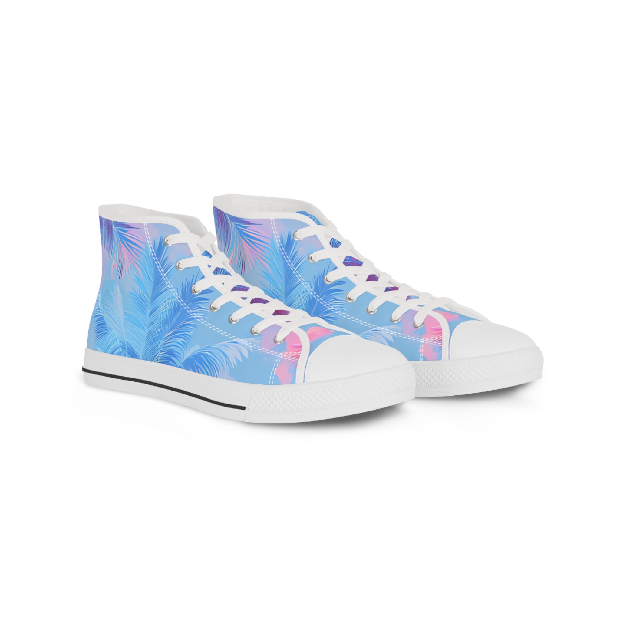 Ethereal Pastel Palms Men's High Top Sneakers, Artsulli - Art is Long, Life is Short, Shoes, Size, US 5, Color, White sole, , , 14525815870798900906