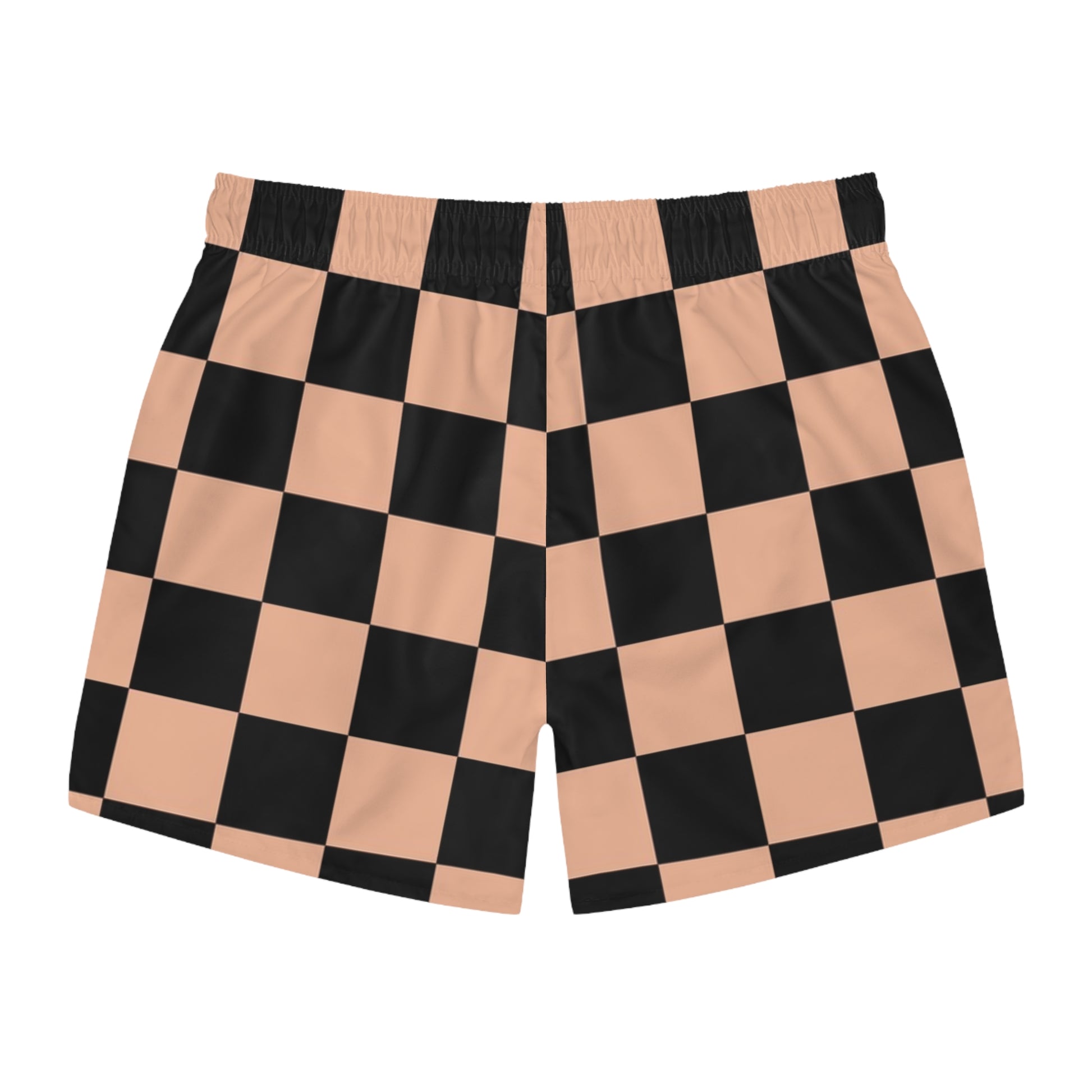 Checkerboard Soft Orange and Black Swim Trunks (AOP), Artsulli - Art is Long, Life is Short, All Over Prints, , , , , , , 