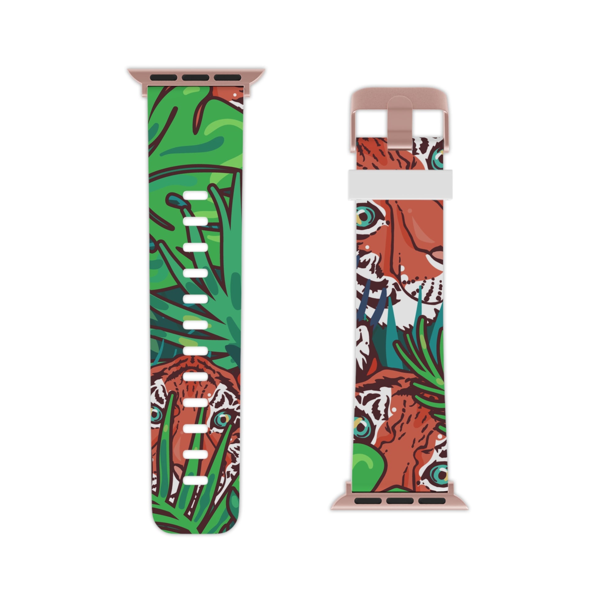 Tropical Jungle Tigers Blue and Green Saturated Jungle Tiger 8K Watch Band for Apple Watch, Artsulli - Art is Long, Life is Short, Accessories, , , , , , , 