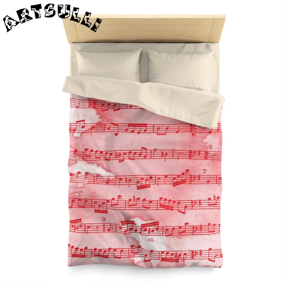 JAKKOUTTHEBXX Red Watercolor Sheet Music Art Printed Duvet Cover 2025