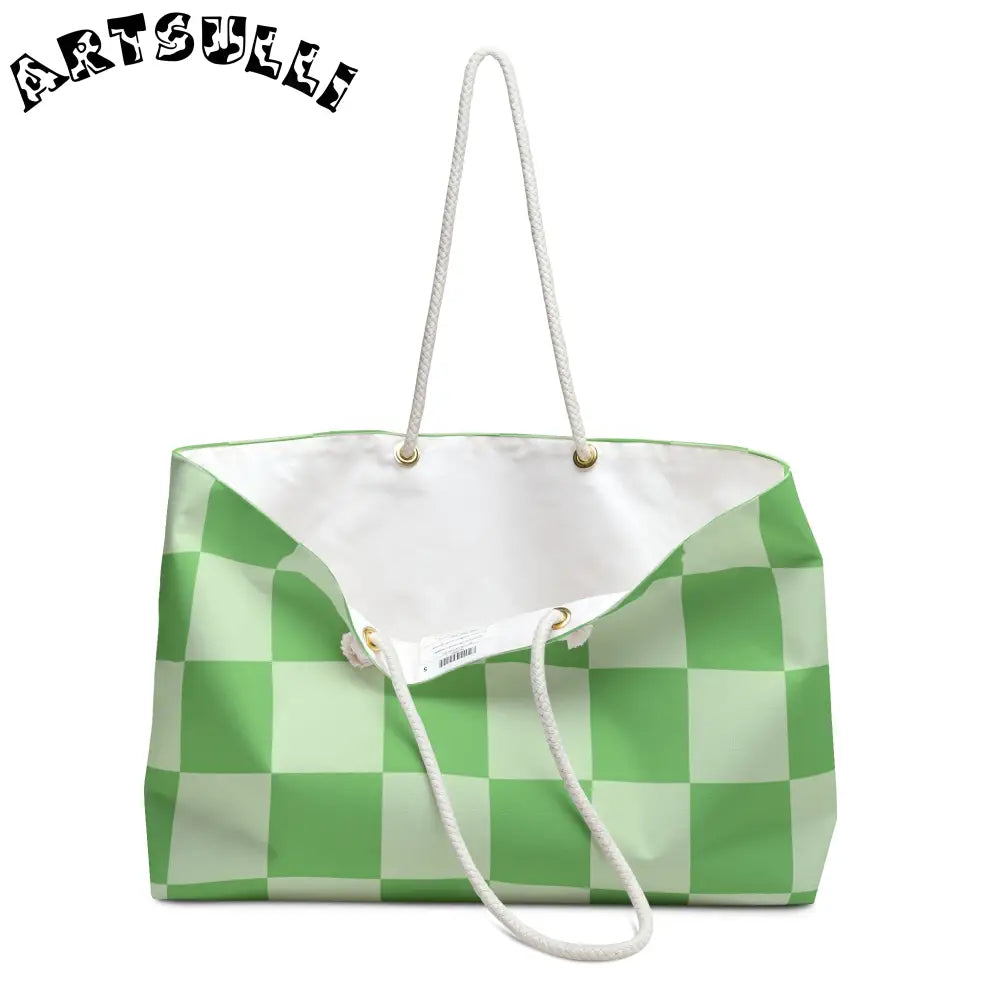 JAKKOUTTHEBXX Checkerboard Green Weekender Bag JAKKOUTTHEBXX