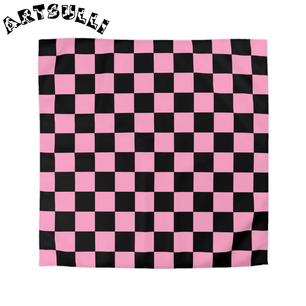 JAKKOUTTHEBXX Checkerboard Black and Pink Microfiber Duvet Cover