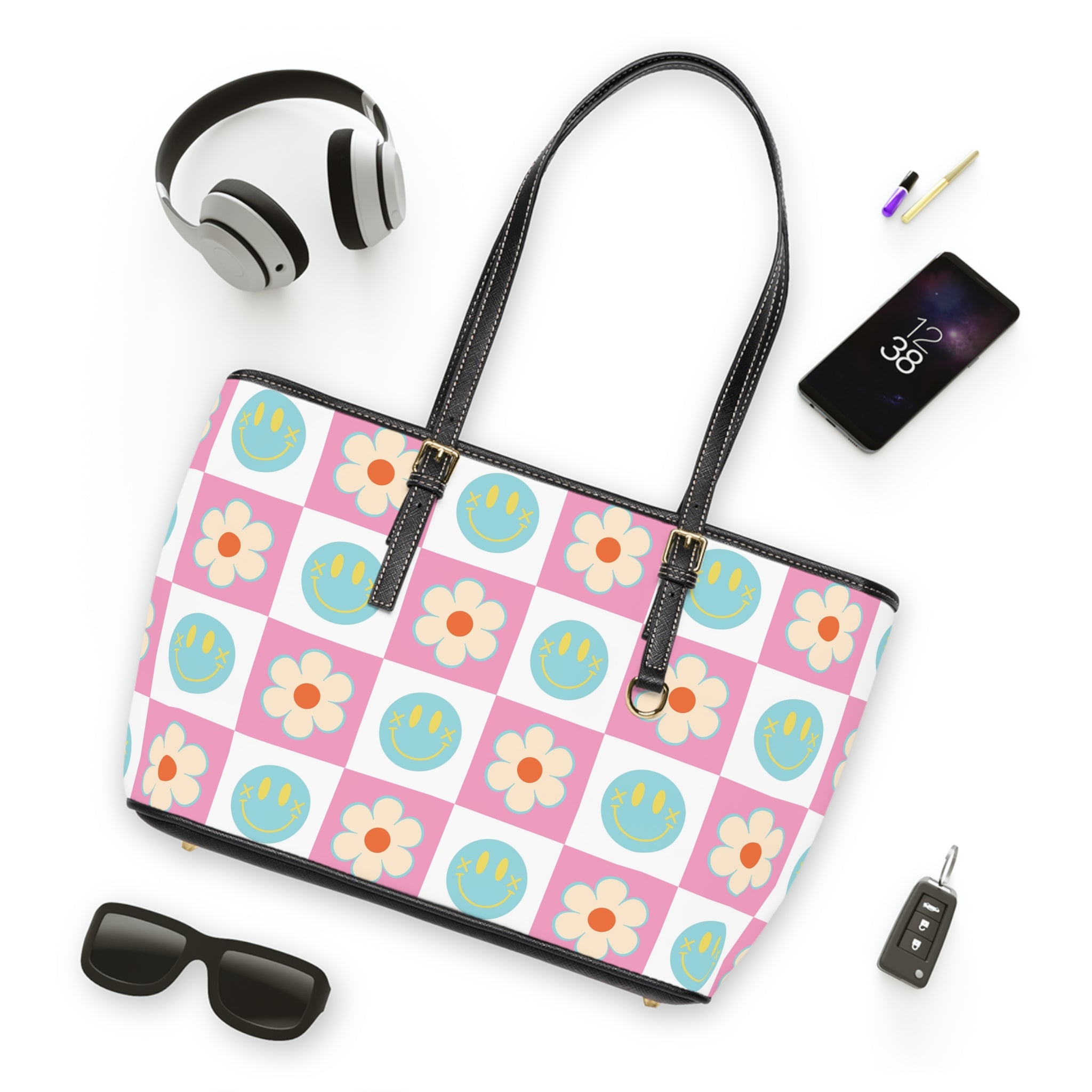 Madotsukis Grin Bloom PU Leather Shoulder Bag, Artsulli - Art is Long, Life is Short, Bags, , , , , , , 