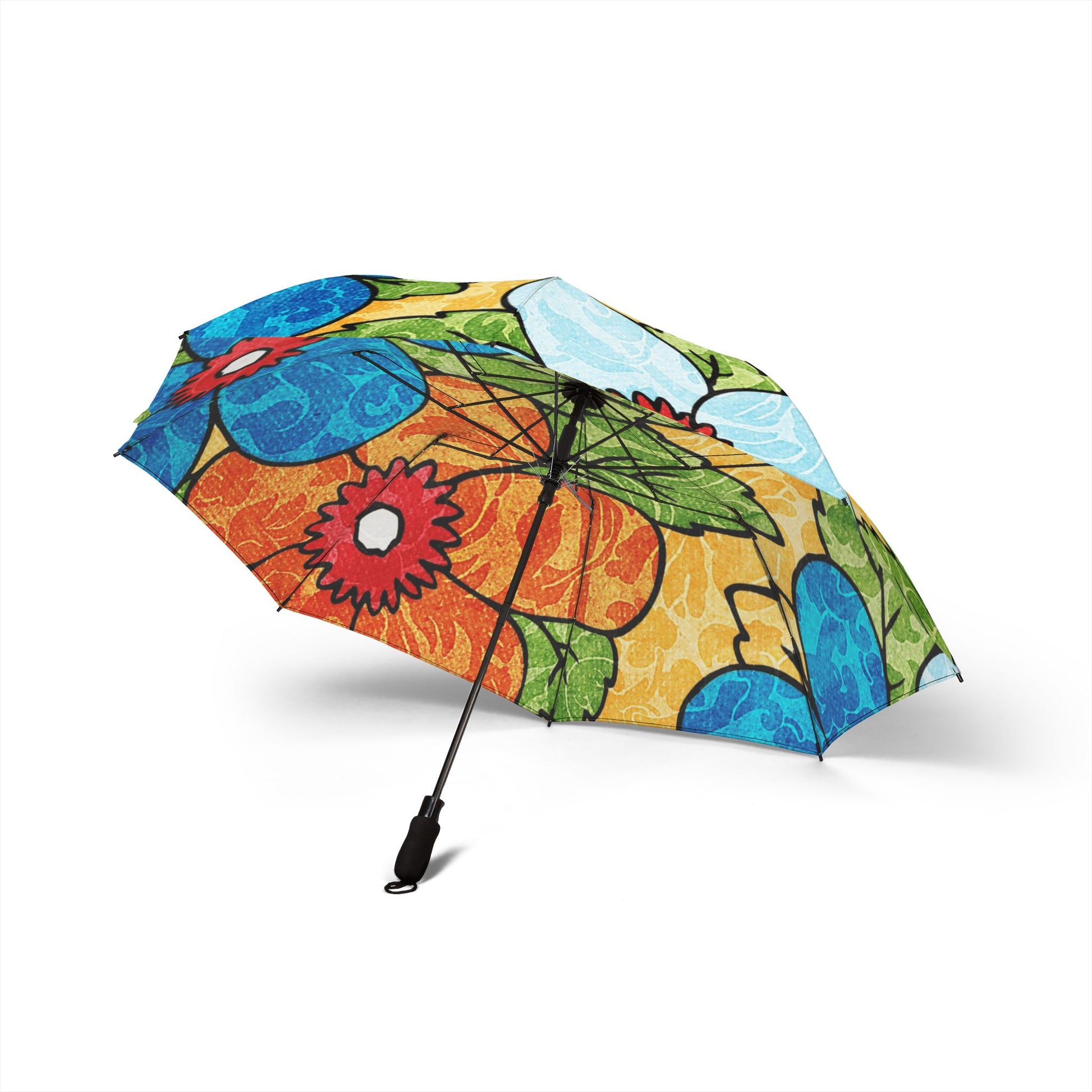 Groovy Yellow Floral Kl Semi-Automatic Foldable Umbrella, Artsulli - Art is Long, Life is Short, Accessories, , , , , , , 