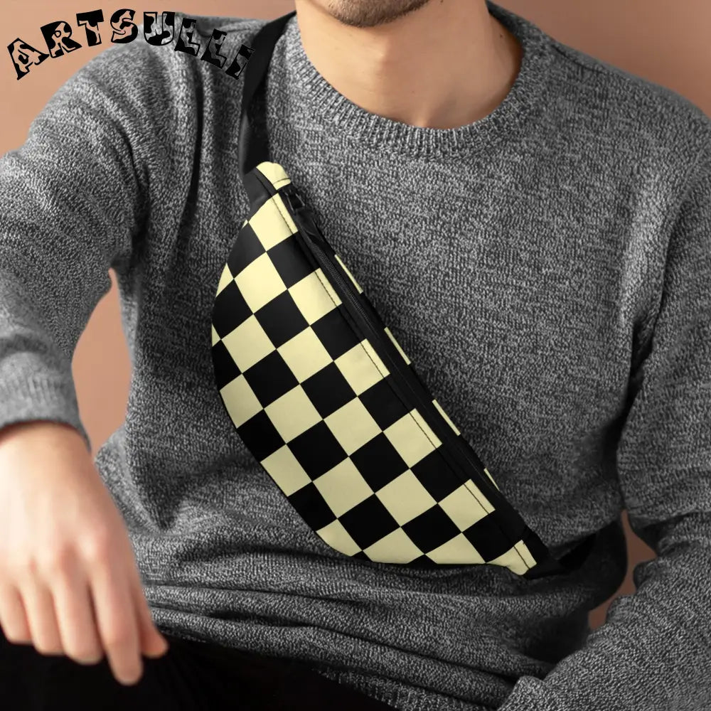 JAKKOUTTHEBXX Checkerboard Black and Yellow Fanny Pack JAKKOUTTHEBXX
