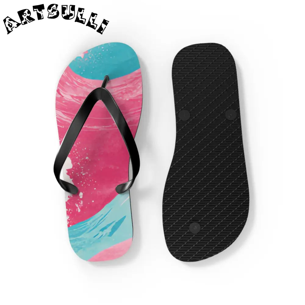 JAKKOUTTHEBXX The Great Pastelwave Pink and Blue Flip Flops
