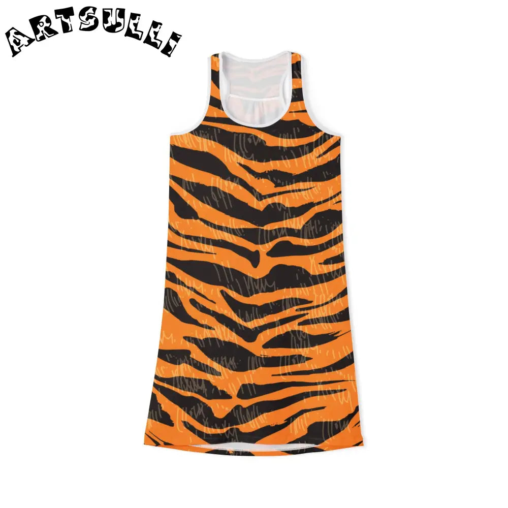 JAKKOUTTHEBXX Tiger Scratches Orange & Black Women’s Racerback Dress