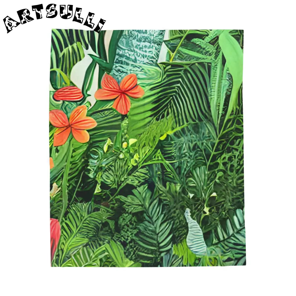 JAKKOUTTHEBXX Vibrant Jungle Scene Digital Art Print with Orange