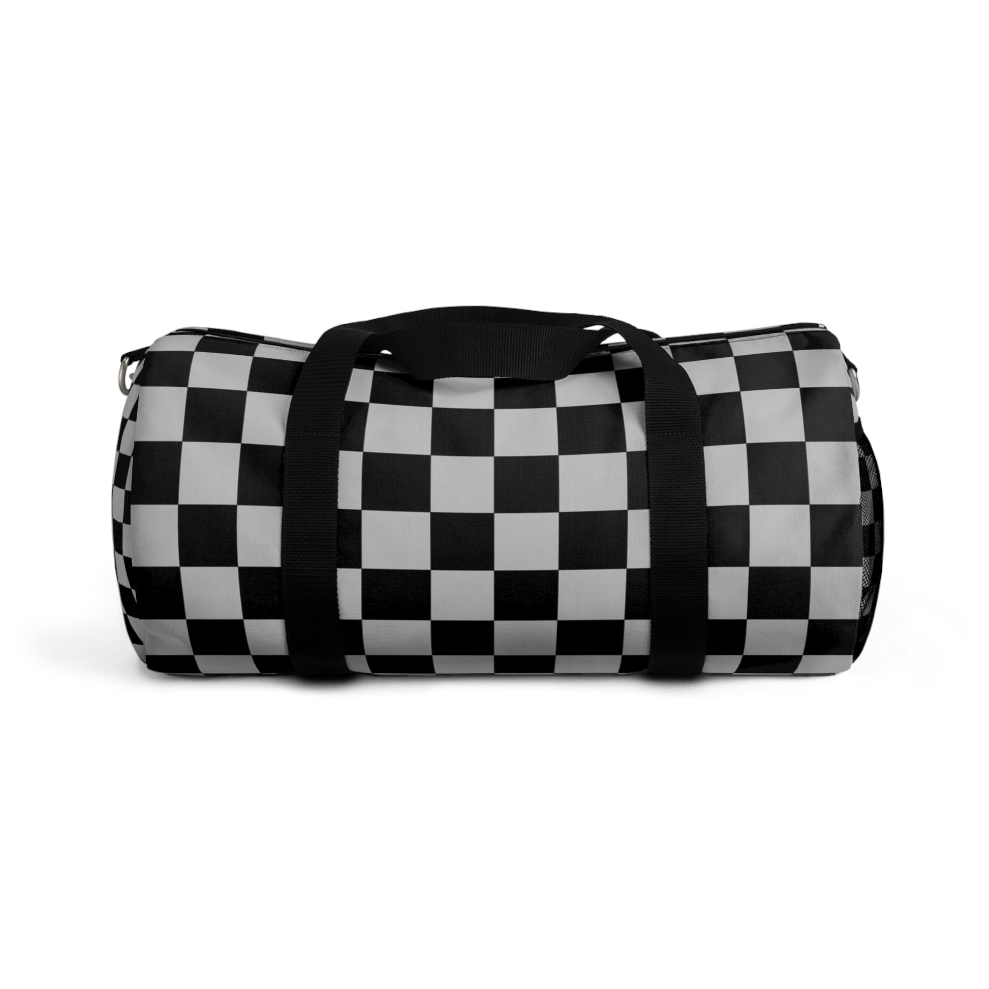 Checkerboard Dada Black and Light Gray Duffel Bag, Artsulli - Art is Long, Life is Short, Bags, Size, Small, , , , , 23267758137669593696