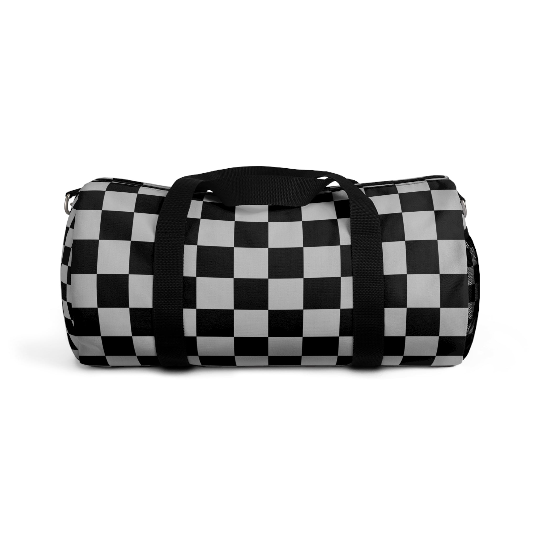 Checkerboard Dada Black and Light Gray Duffel Bag, Artsulli - Art is Long, Life is Short, Bags, Size, Small, , , , , 23267758137669593696