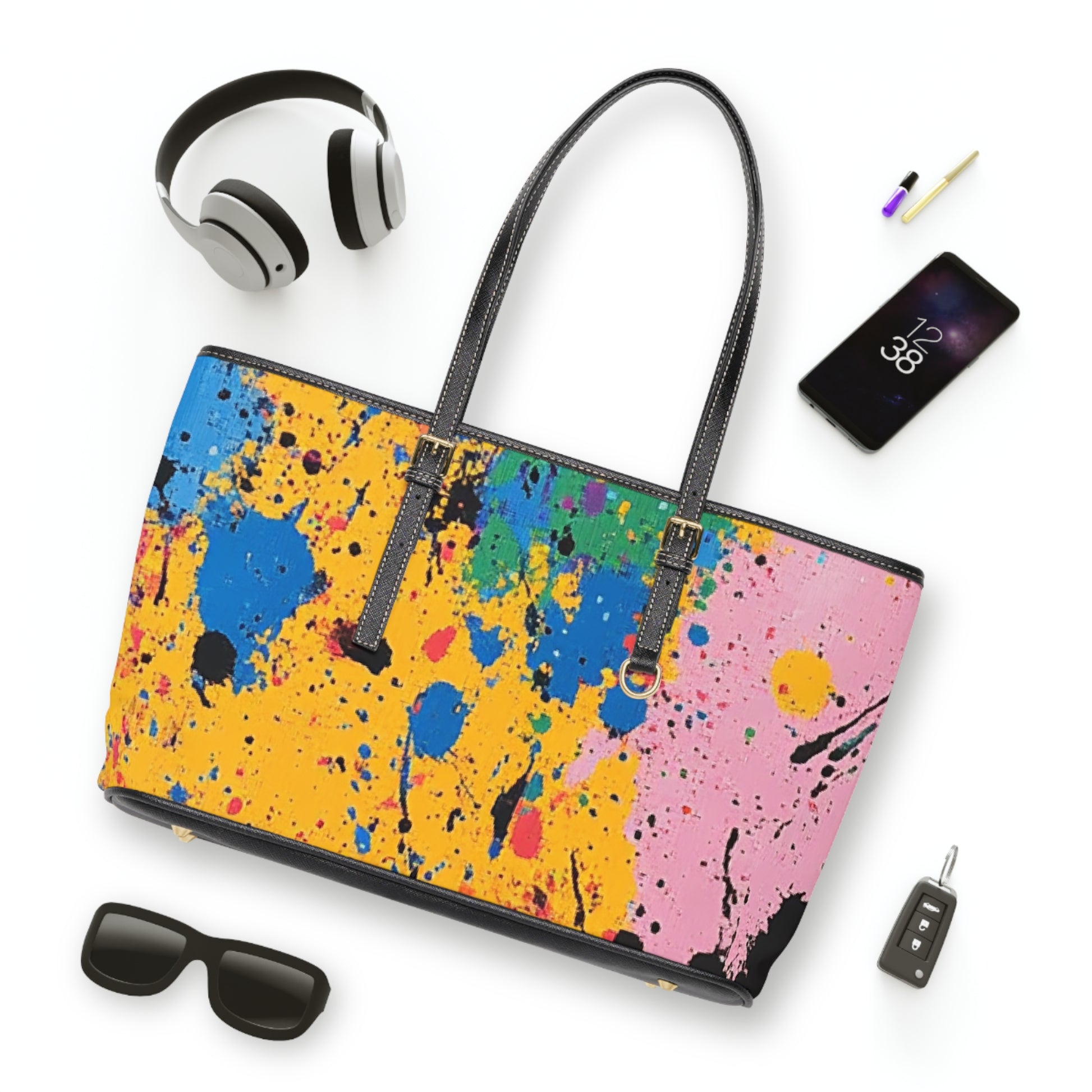 The Colors Of Paint Splatter PU Leather Shoulder Bag, Artsulli - Art is Long, Life is Short, Bags, , , , , , , 