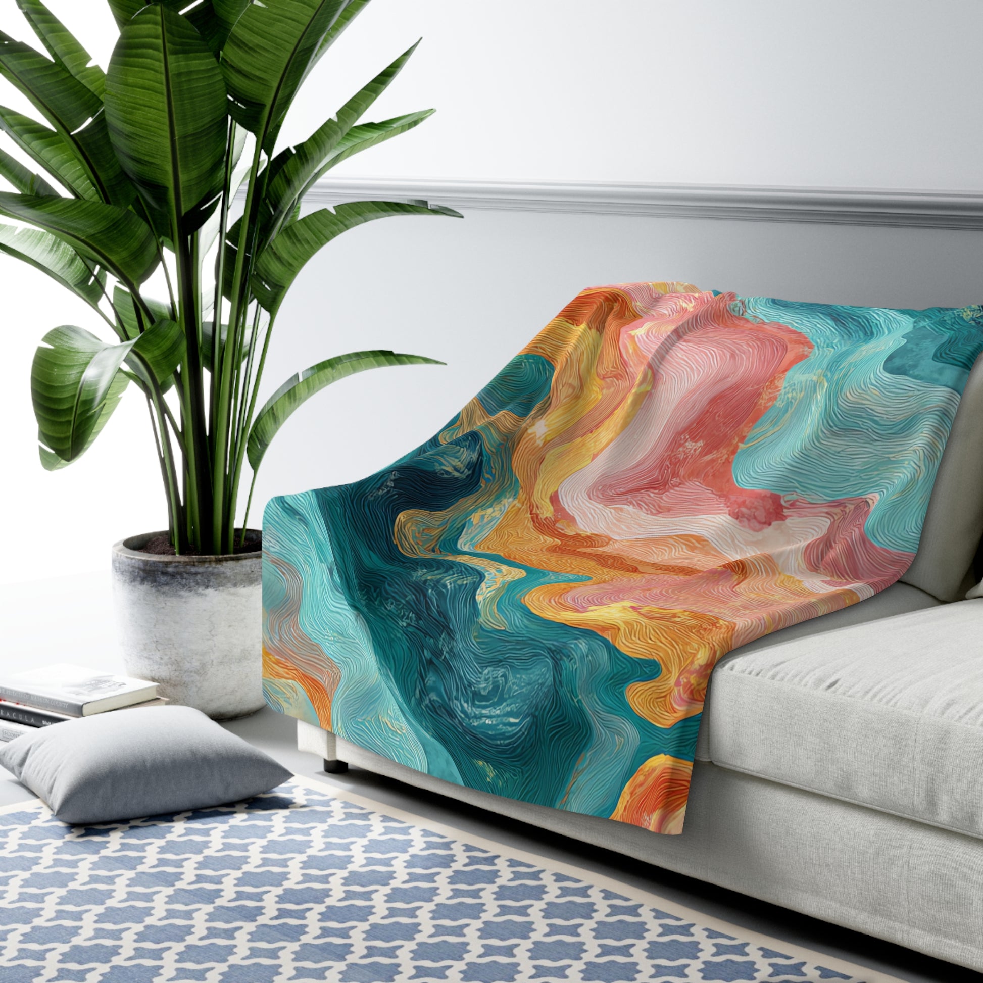 Liquid Marble Spill Sherpa Fleece Blanket, Artsulli - Art is Long, Life is Short, Home Decor, , , , , , , 
