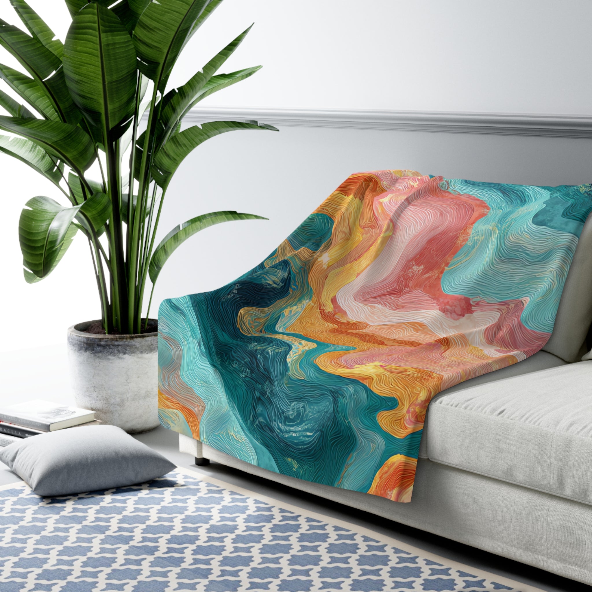 Liquid Marble Spill Sherpa Fleece Blanket, Artsulli - Art is Long, Life is Short, Home Decor, , , , , , , 