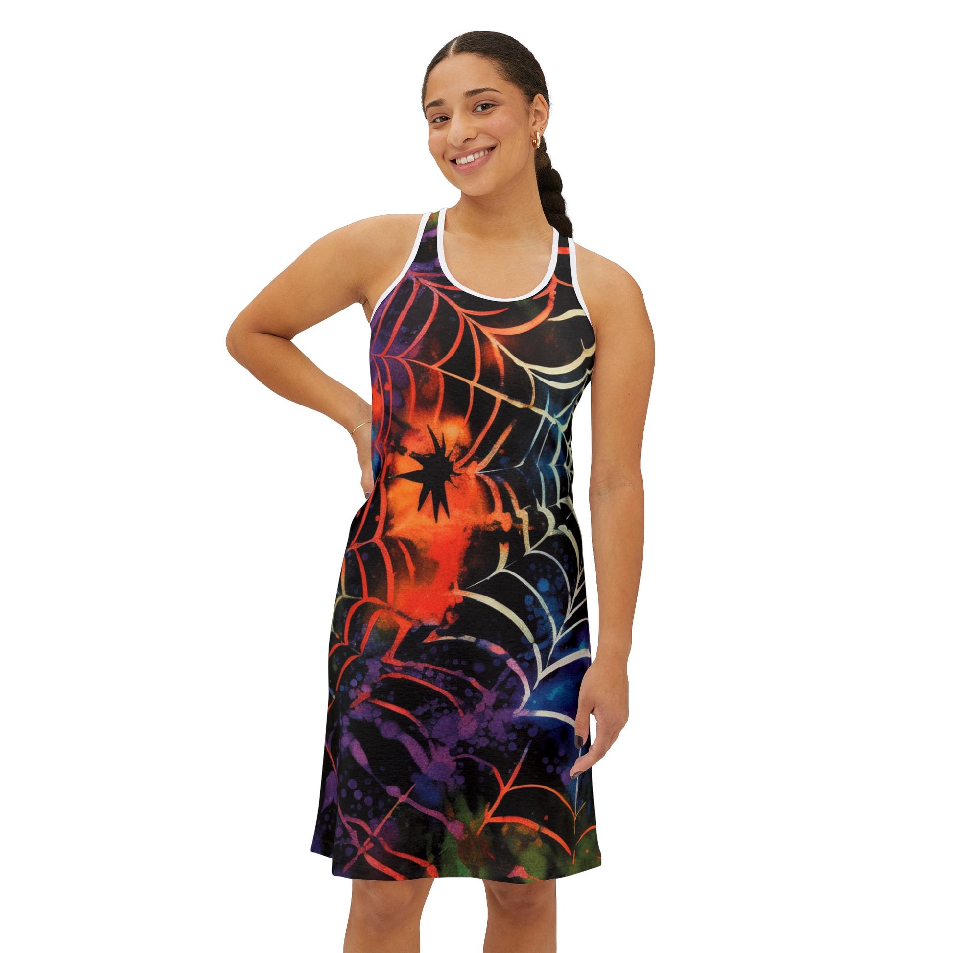 Spider Web Tie Dye Women's Racerback Dress (AOP), Artsulli - Art is Long, Life is Short, Tank Top, , , , , , , 