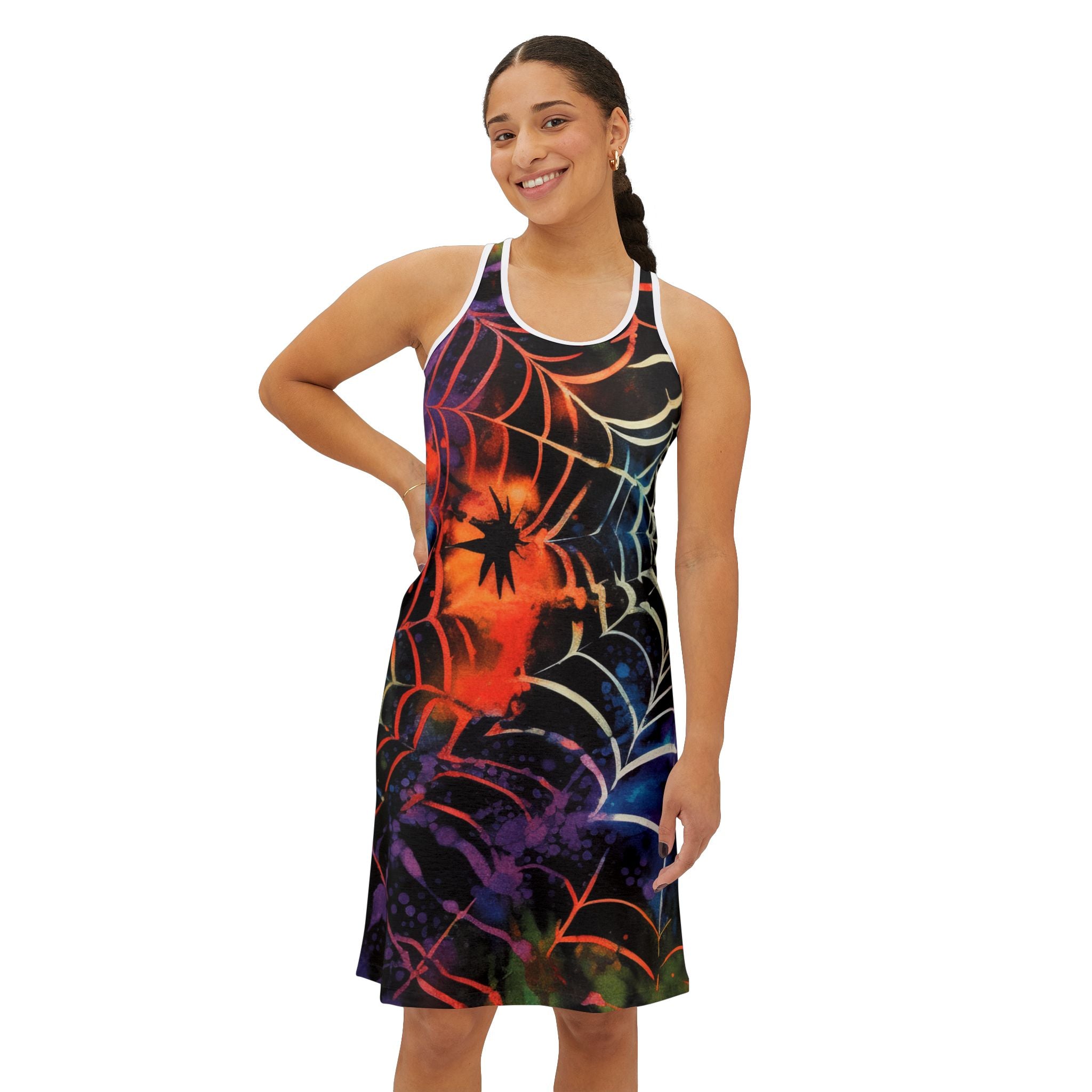 Spider Web Tie Dye Women's Racerback Dress (AOP), Artsulli - Art is Long, Life is Short, Tank Top, , , , , , , 