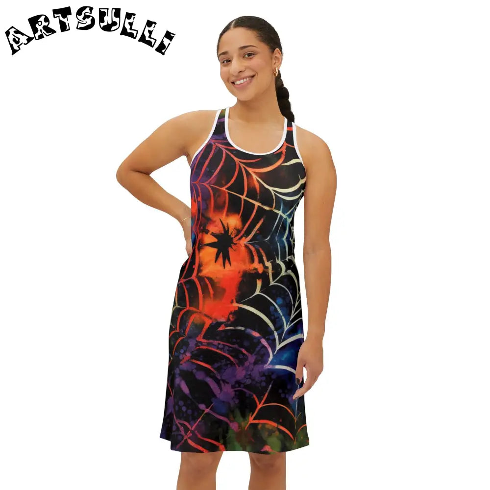 JAKKOUTTHEBXX Colorful Spider Web Tank Dress 2025