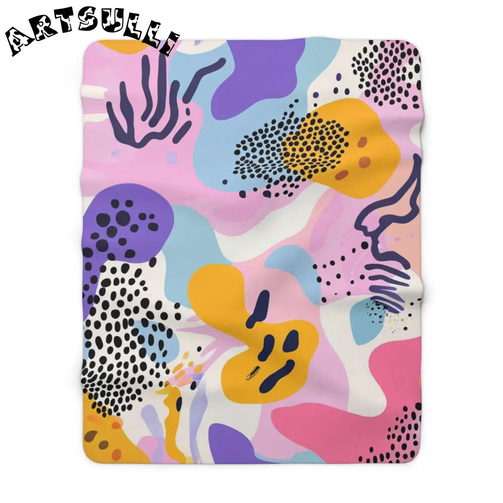 JAKKOUTTHEBXX Colorful Abstract Dots and Shapes II Sherpa Fleece