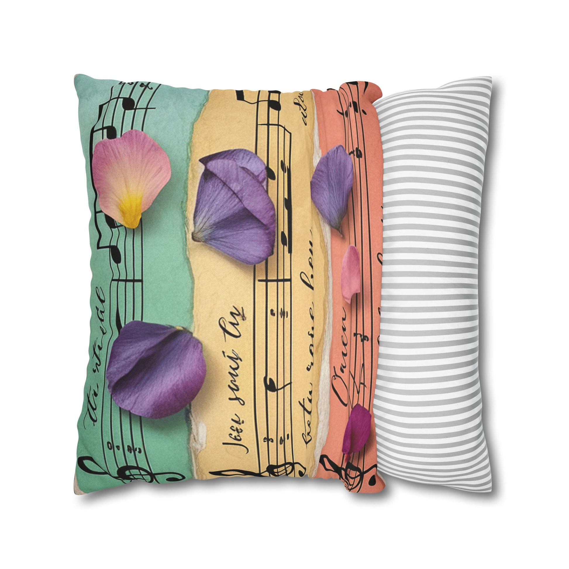 Torn Type Beat Sheet Music Multi-Color Spun Polyester Square Pillowcase, Artsulli - Art is Long, Life is Short, Home Decor, , , , , , , 