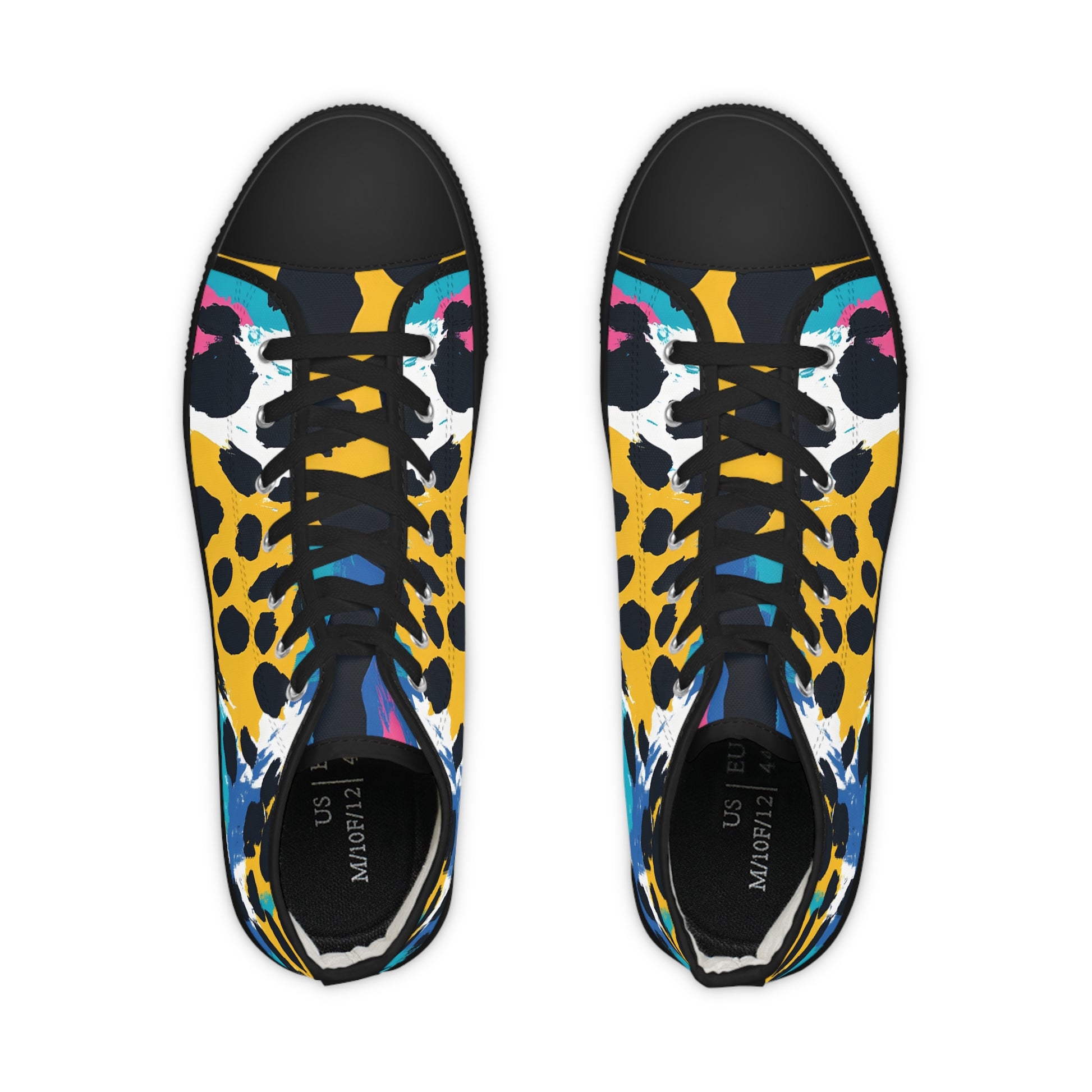 Leopard Print x Paint Brush Strokes Multi-Color Men's High Top Sneakers, Artsulli - Art is Long, Life is Short, Shoes, , , , , , , 