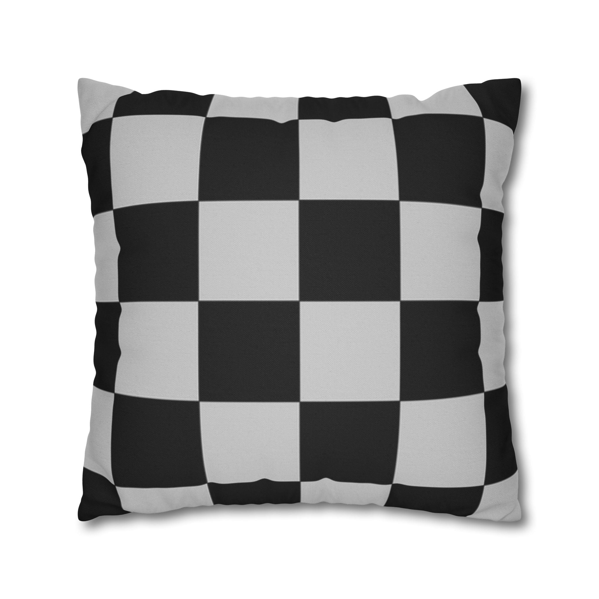 Checkerboard Dada Black and Light Gray Spun Polyester Square Pillowcase, Artsulli - Art is Long, Life is Short, Home Decor, , , , , , , 