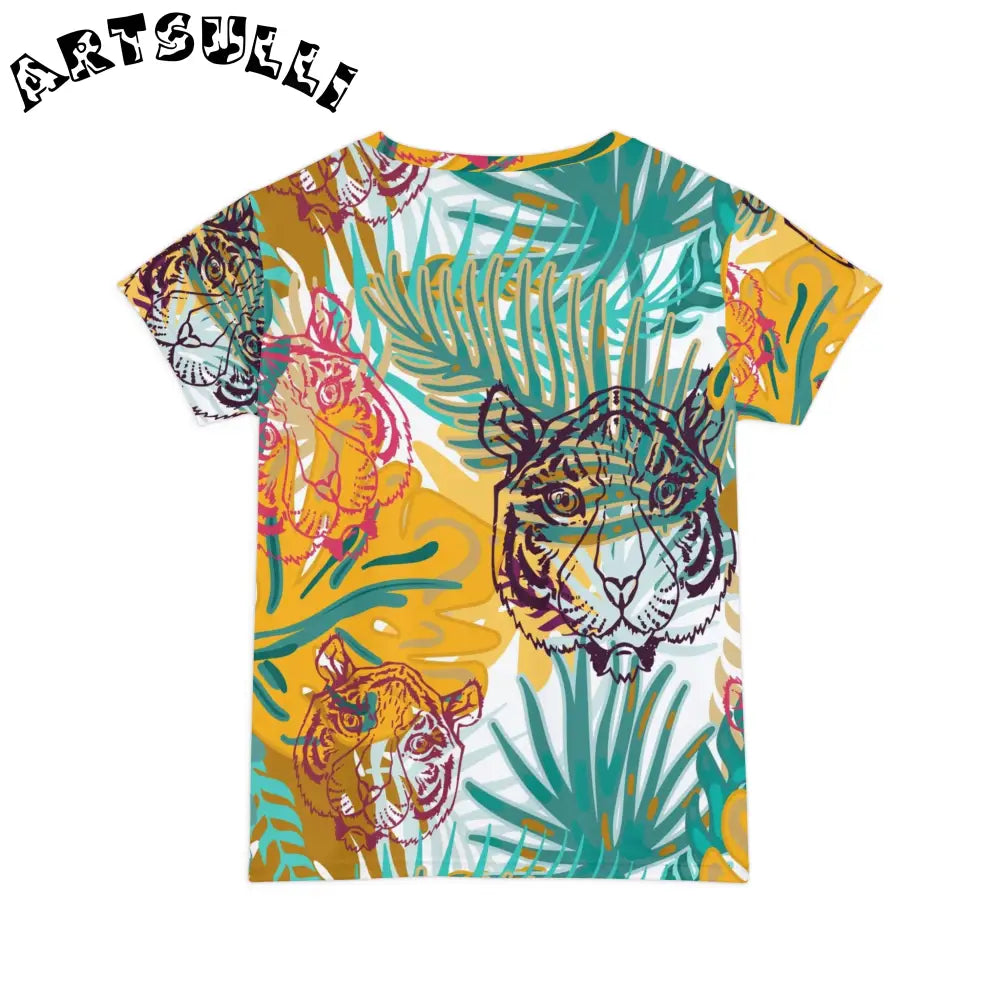 JAKKOUTTHEBXX Tropical Jungle Tigers Brown and Green Women’s Short