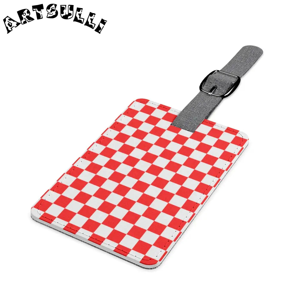 JAKKOUTTHEBXX Checkerboard Red and White Saffiano Polyester Luggage