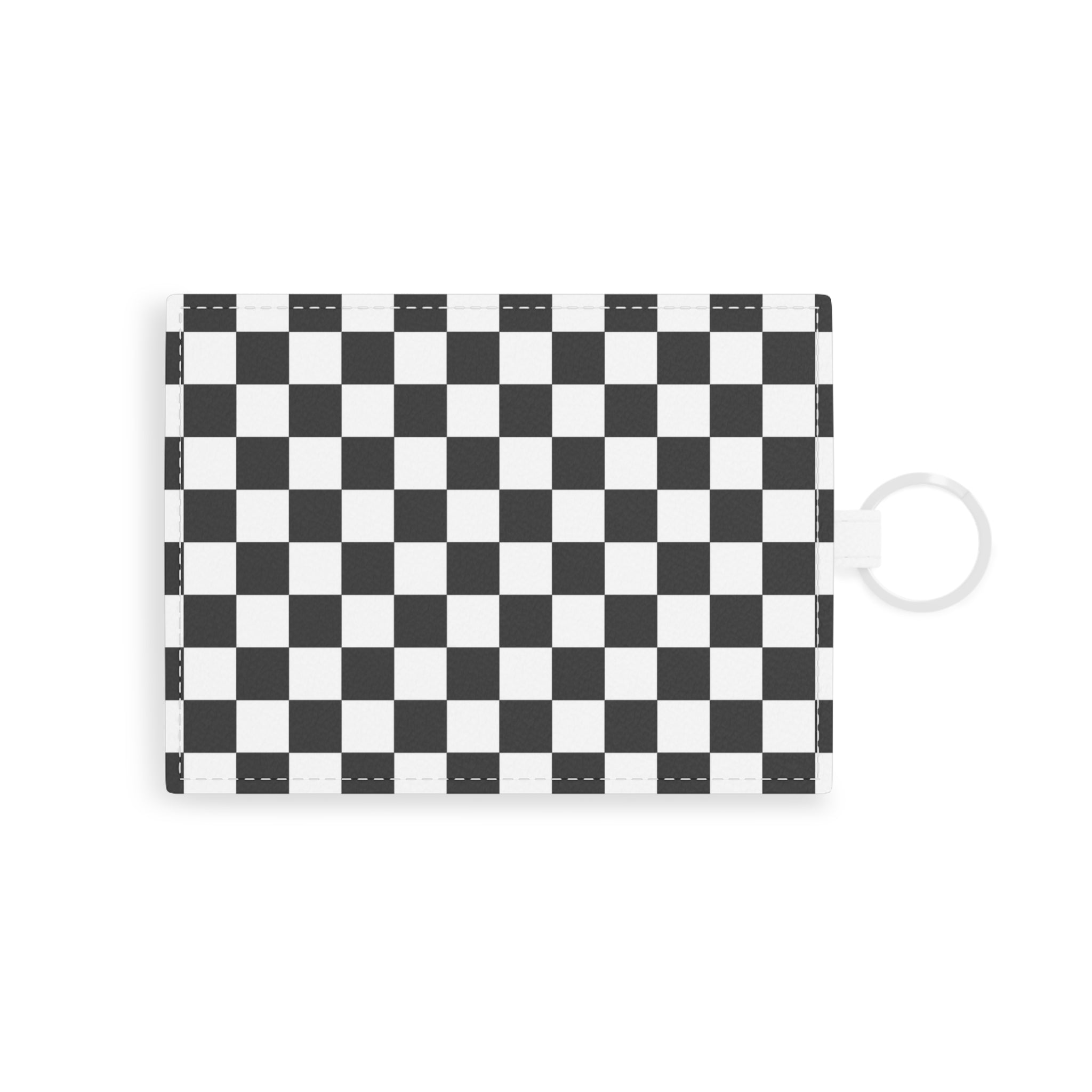 Checkerboard White and Black Saffiano Leather Card Holder, Artsulli - Art is Long, Life is Short, Accessories, Size, One size, Color, White, , , 18890016844594547861