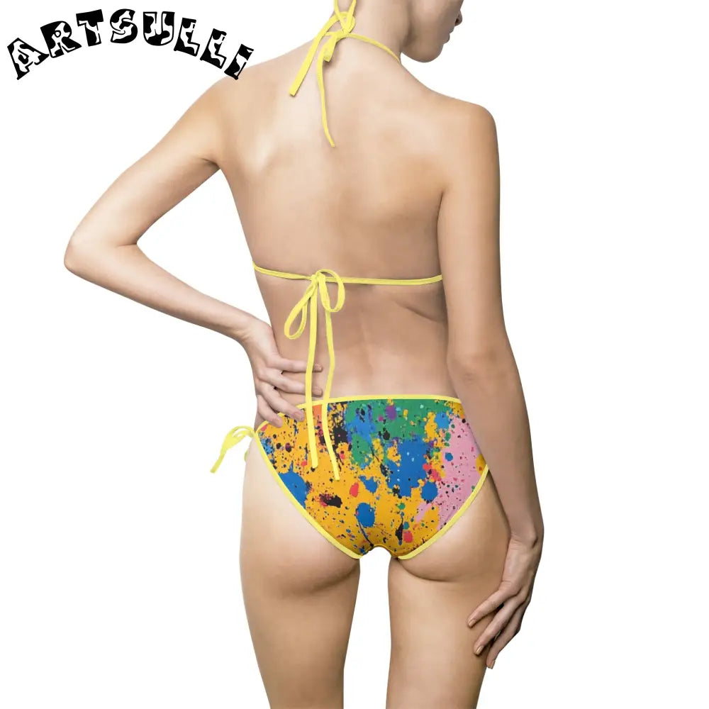 JAKKOUTTHEBXX The Colors Of Paint Splatter Women’s Bikini Swimsuit