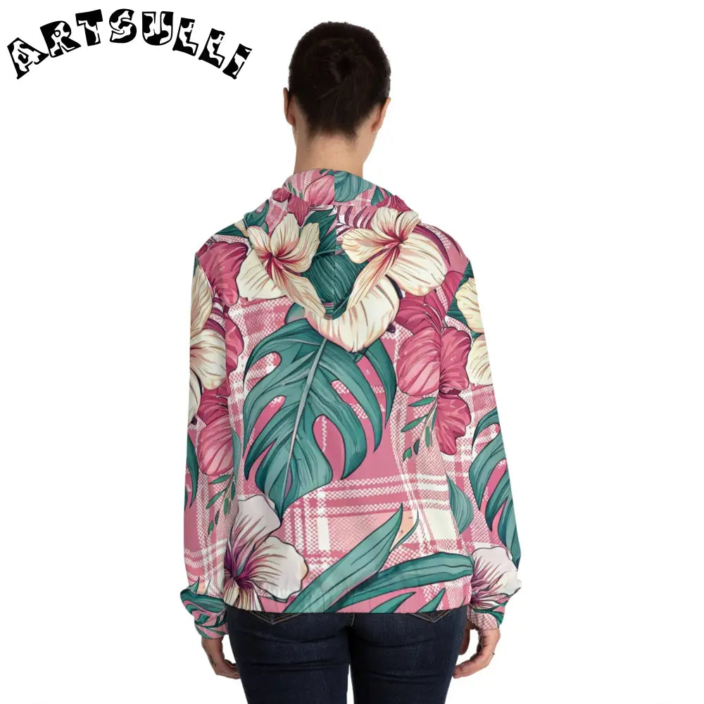 JAKKOUTTHEBXX Plaid x Floral Burgundy and Green Women’s Full-Zip