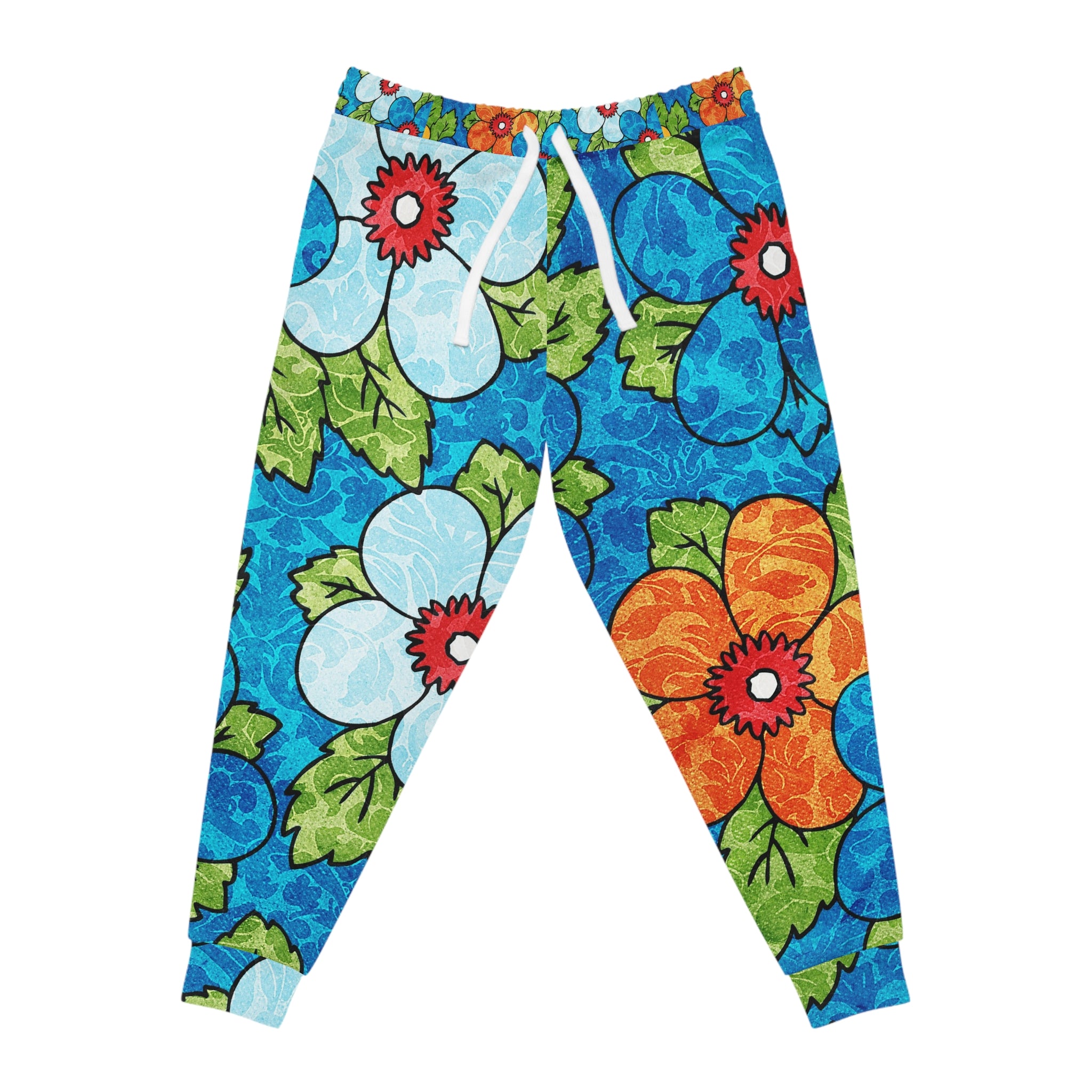 Blue Orange Groovy II Athletic Joggers (AOP), Artsulli - Art is Long, Life is Short, All Over Prints, Size, S, Color, Seam thread color automatically matched to design, , , 30228448838075473902