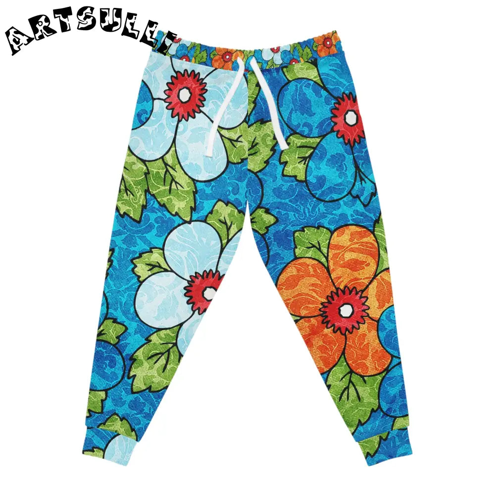 Blue Orange Groovy II Athletic Joggers (AOP), Artsulli - Art is Long, Life is Short, All Over Prints, Size, S, Color, Seam thread color automatically matched to design, , , 30228448838075473902