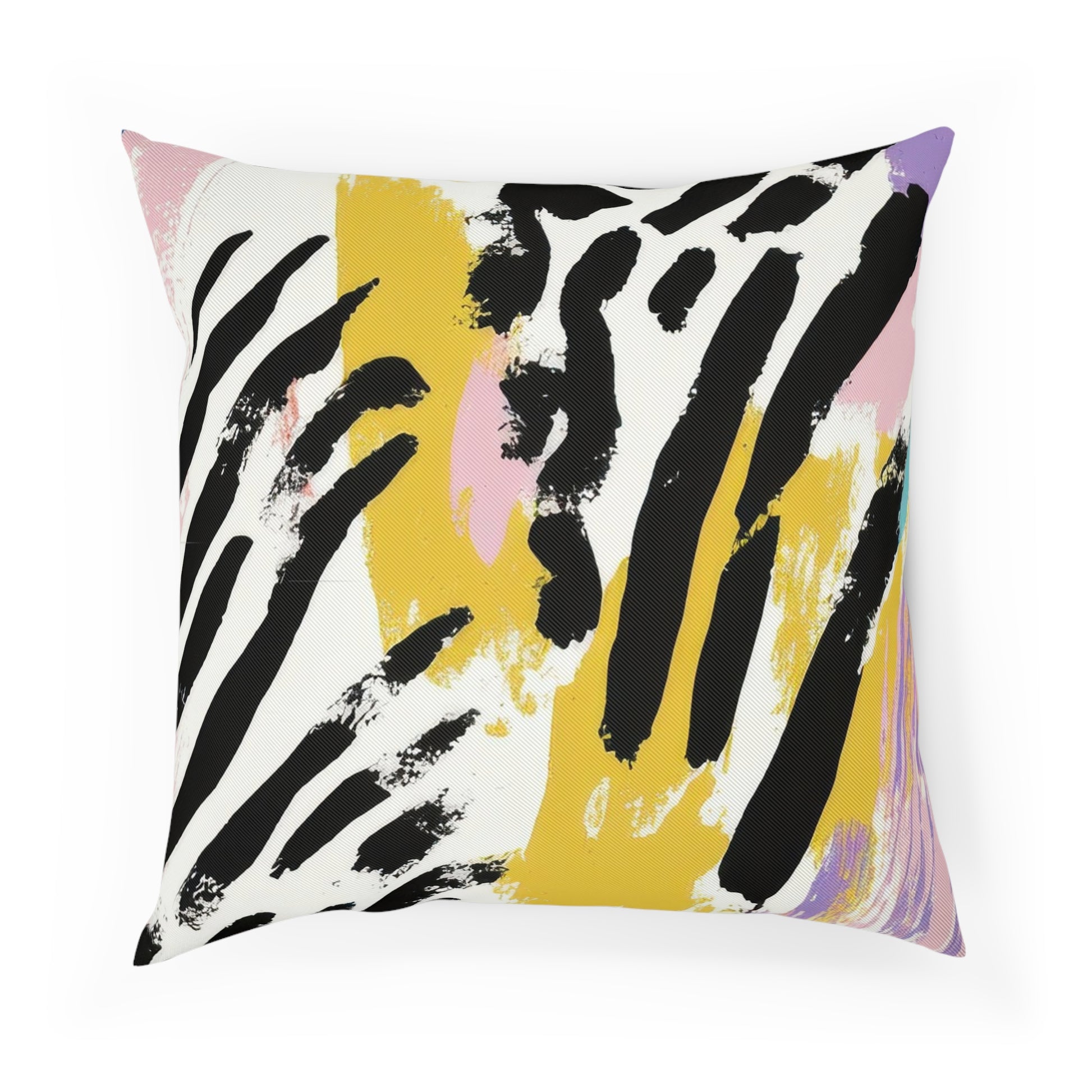 Wild Zebra Stripes x Paint Brush Strokes Multi-Color Cushion, Artsulli - Art is Long, Life is Short, Home Decor, Size, 18.1" × 18.1", , , , , 15717395384170