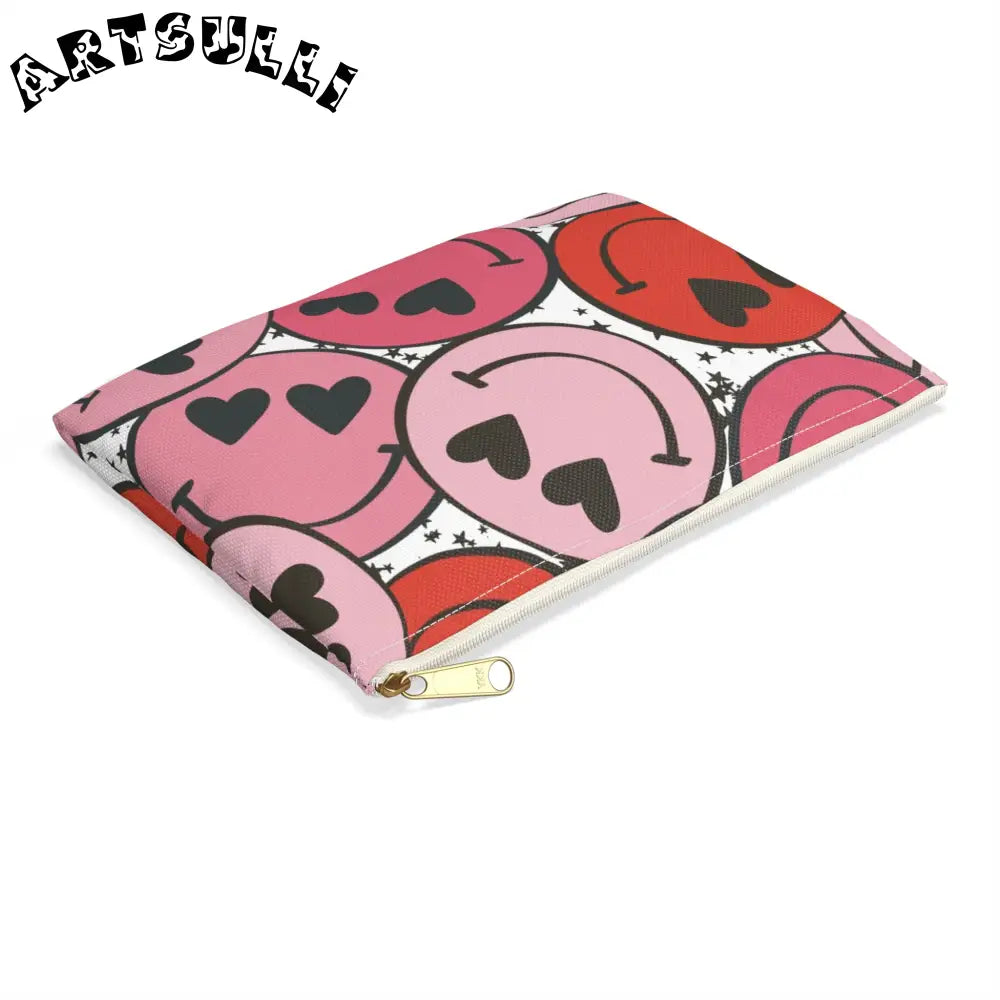 JAKKOUTTHEBXX Smiley Face x Heart Eyes Pink and Red Accessory Pouch