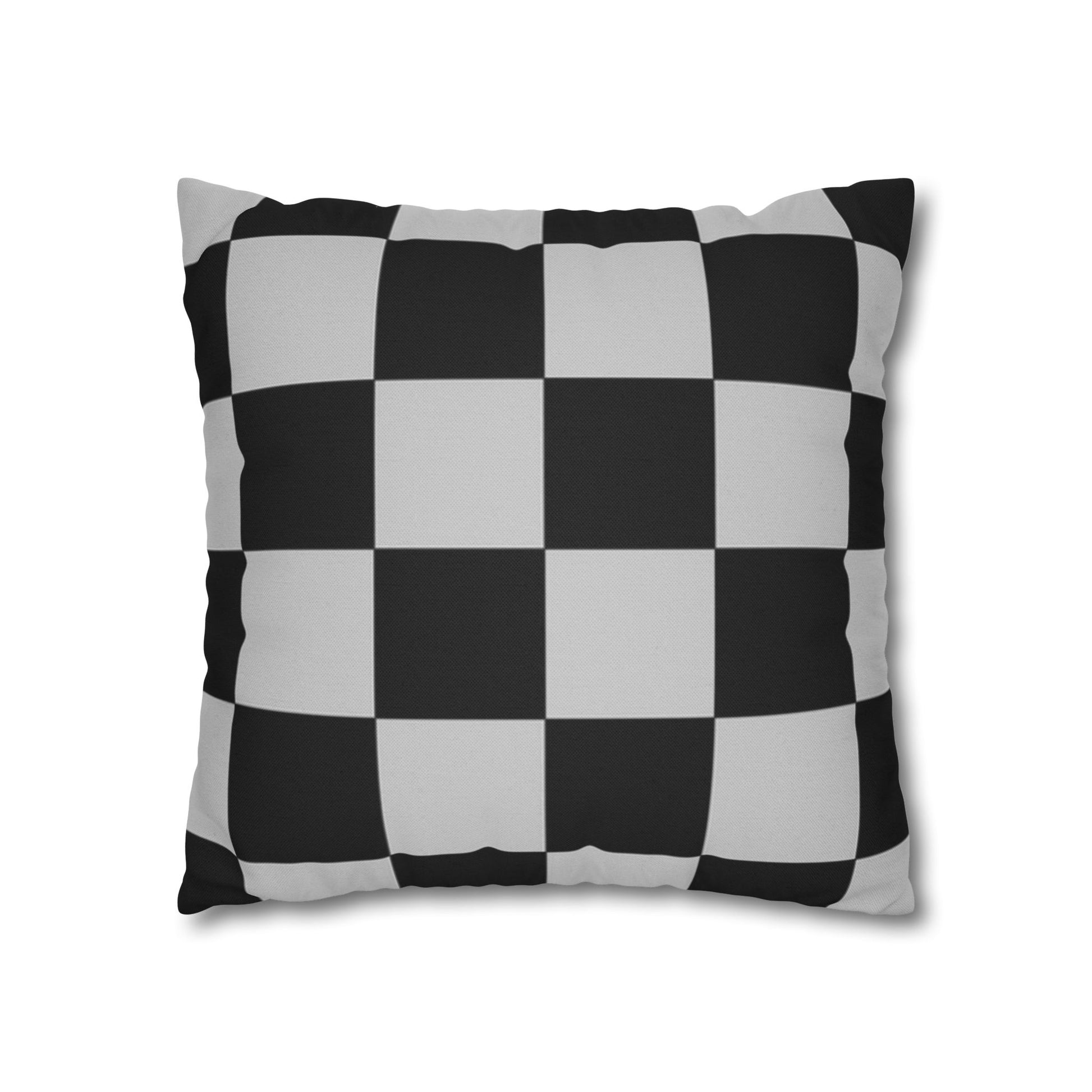 Checkerboard Dada Black and Light Gray Spun Polyester Square Pillowcase, Artsulli - Art is Long, Life is Short, Home Decor, , , , , , , 