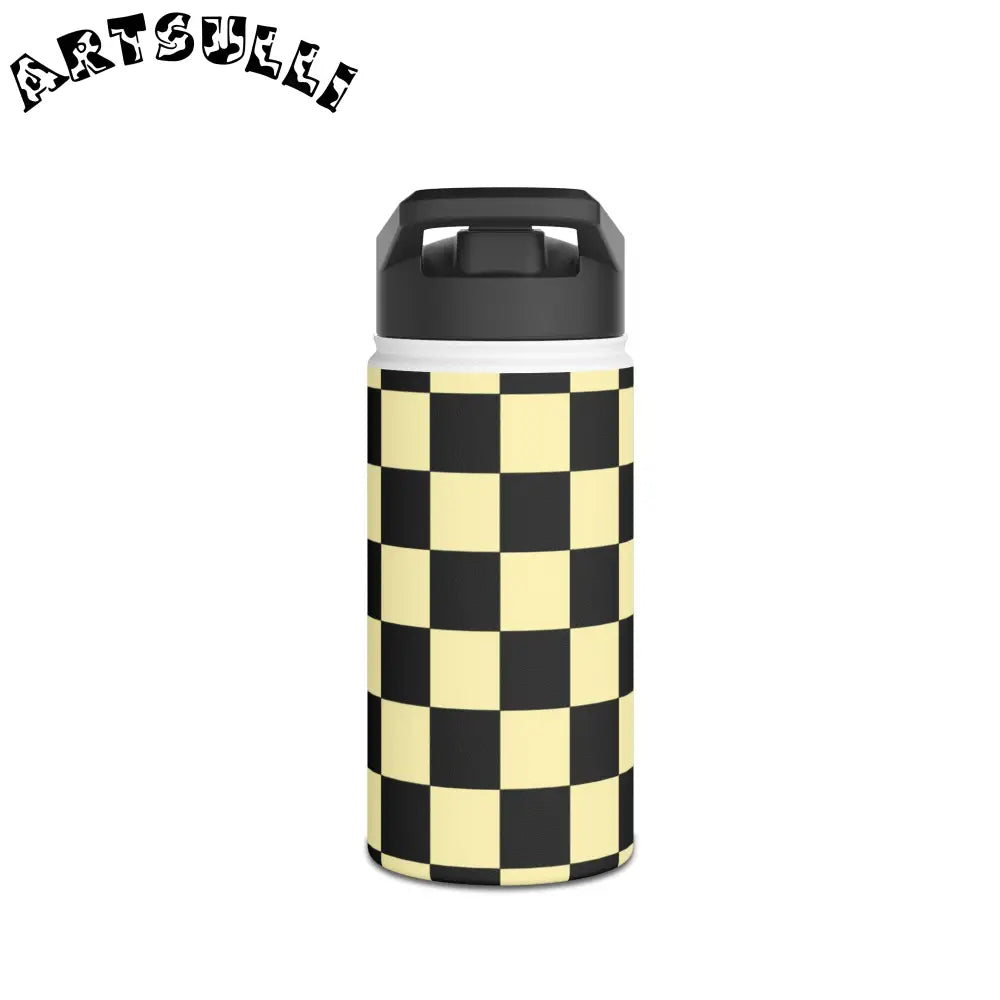 JAKKOUTTHEBXX Checkerboard Black and Yellow Stainless Steel Water