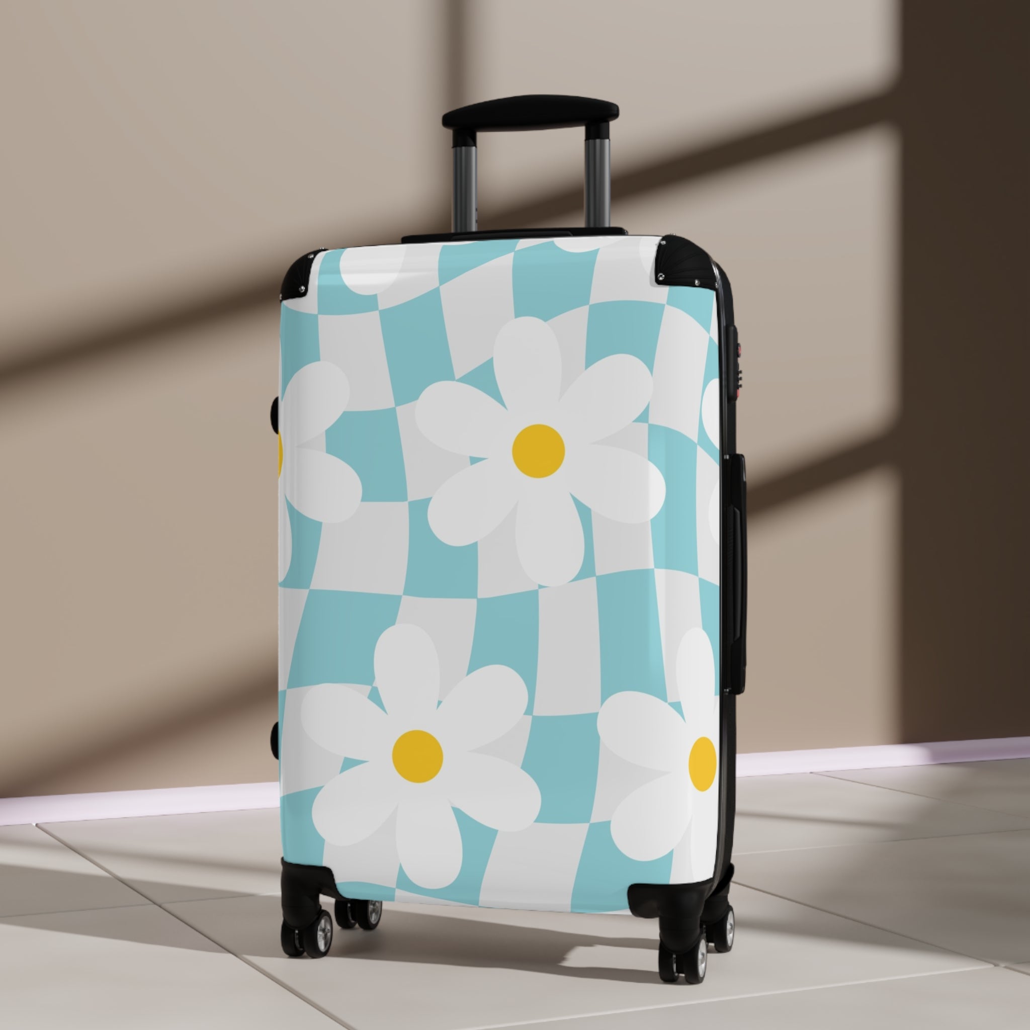 Trippy Check Garden Suitcase, Artsulli - Art is Long, Life is Short, Bags, , , , , , , 