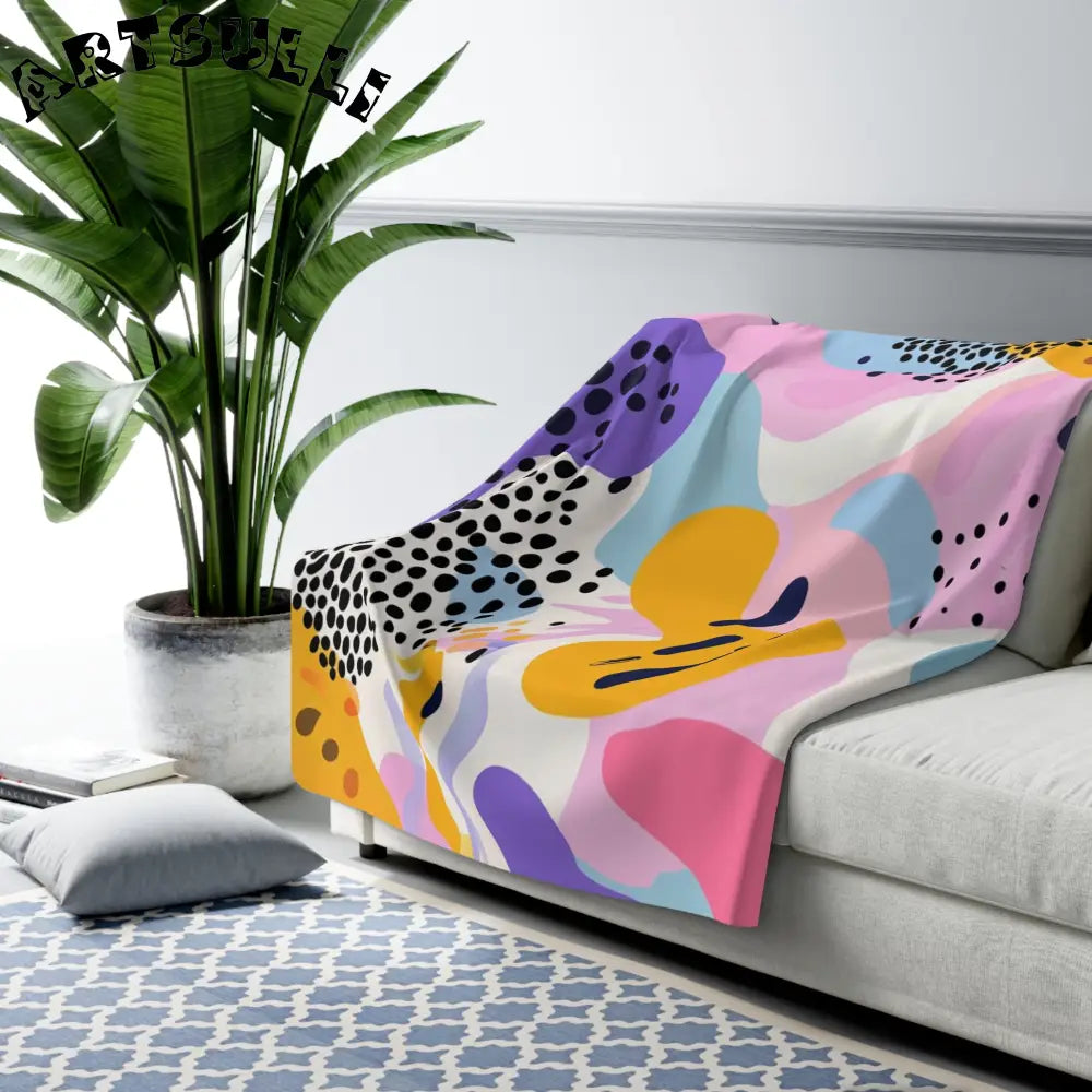 JAKKOUTTHEBXX Colorful Abstract Dots and Shapes II Sherpa Fleece