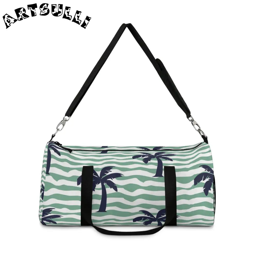 JAKKOUTTHEBXX Wavy Stripes and Palm Trees Duffel Bag JAKKOUTTHEBXX