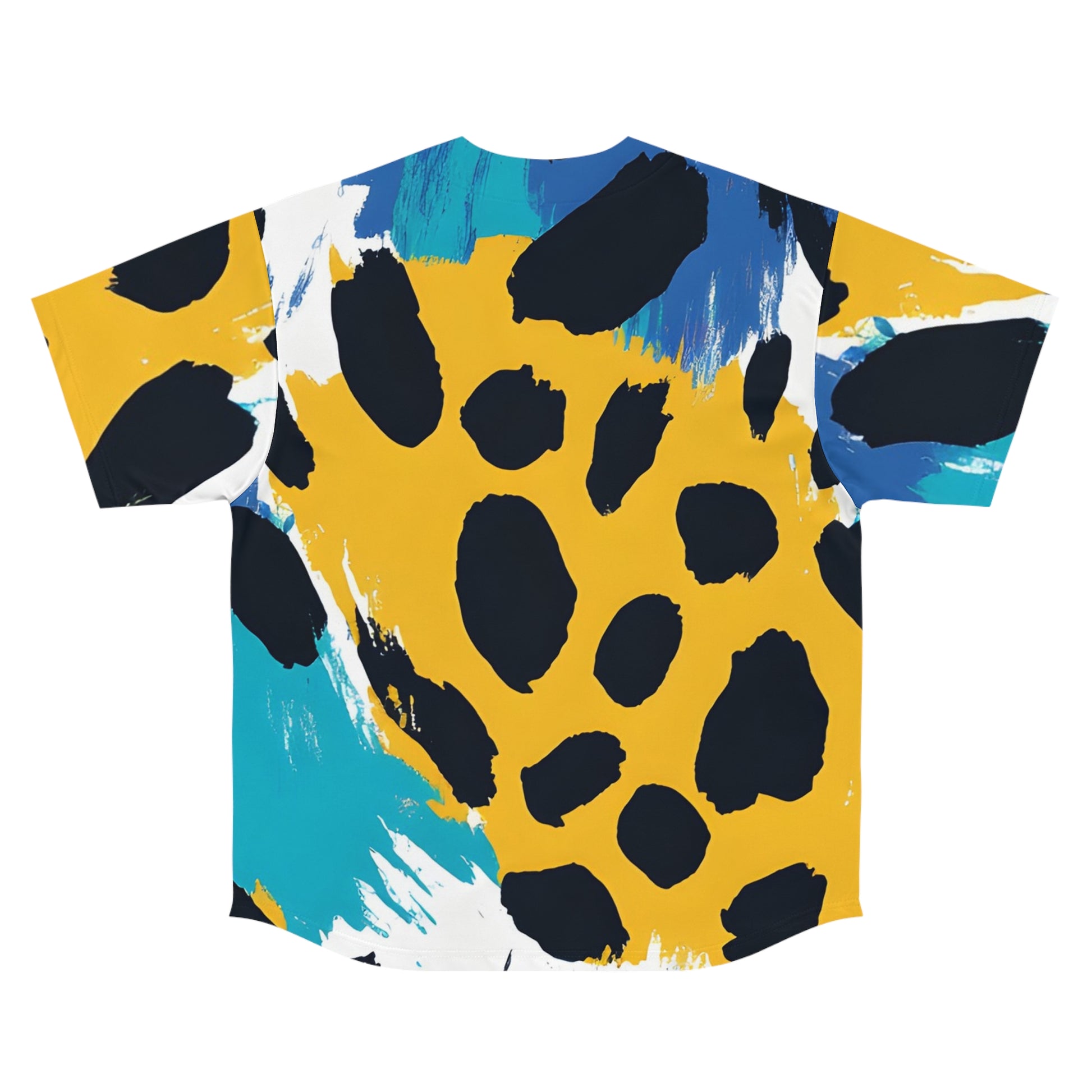 Leopard Print x Paint Brush Strokes Multi-Color Men's Baseball Jersey (AOP), Artsulli - Art is Long, Life is Short, All Over Prints, , , , , , , 