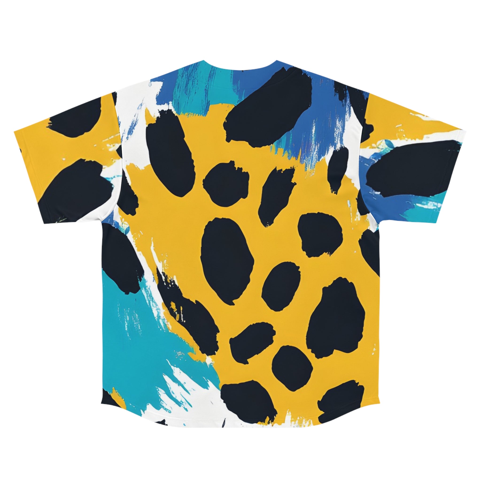 Leopard Print x Paint Brush Strokes Multi-Color Men's Baseball Jersey (AOP), Artsulli - Art is Long, Life is Short, All Over Prints, , , , , , , 