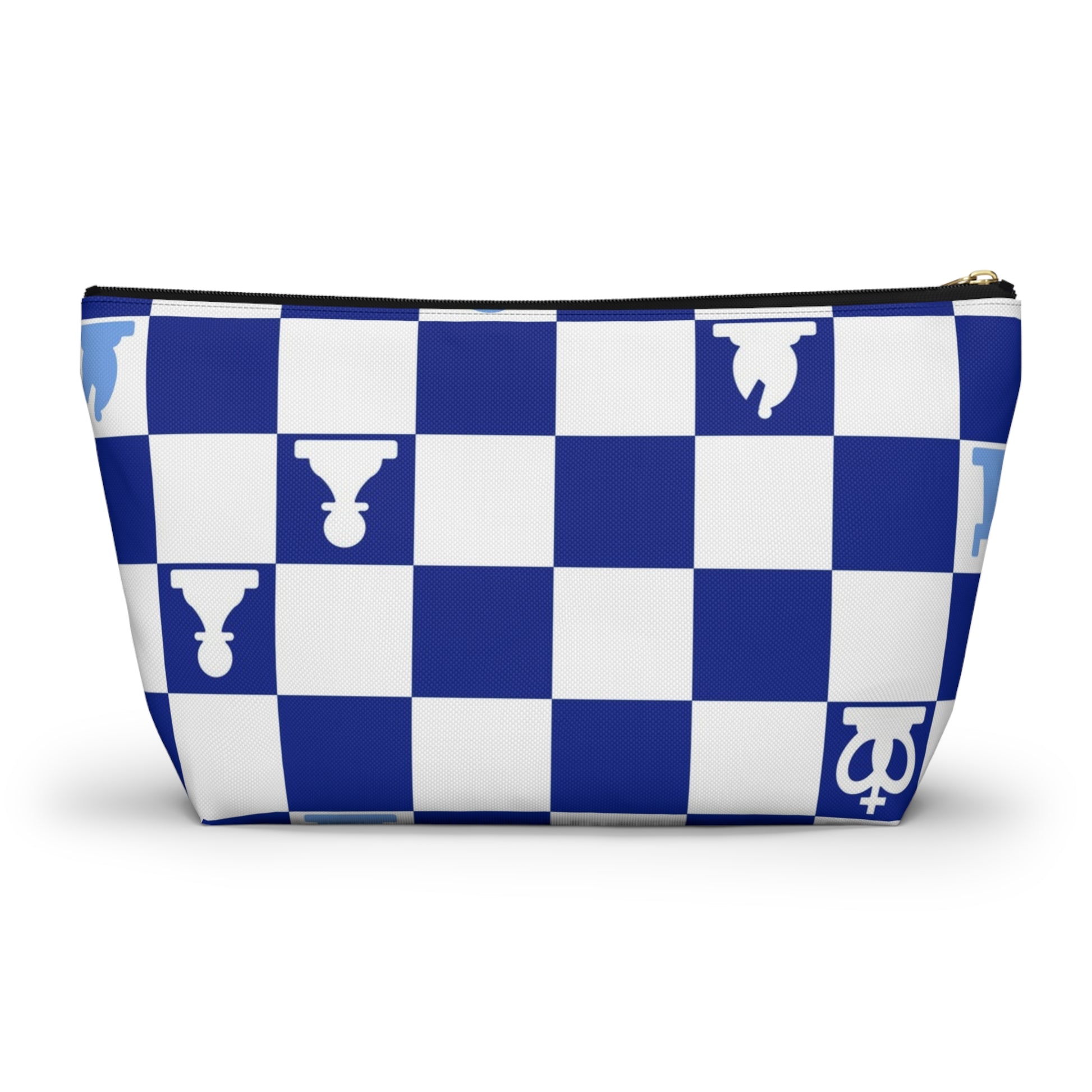 Chessboard Navy Blue Accessory Pouch w T-bottom, Artsulli - Art is Long, Life is Short, Bags, , , , , , , 