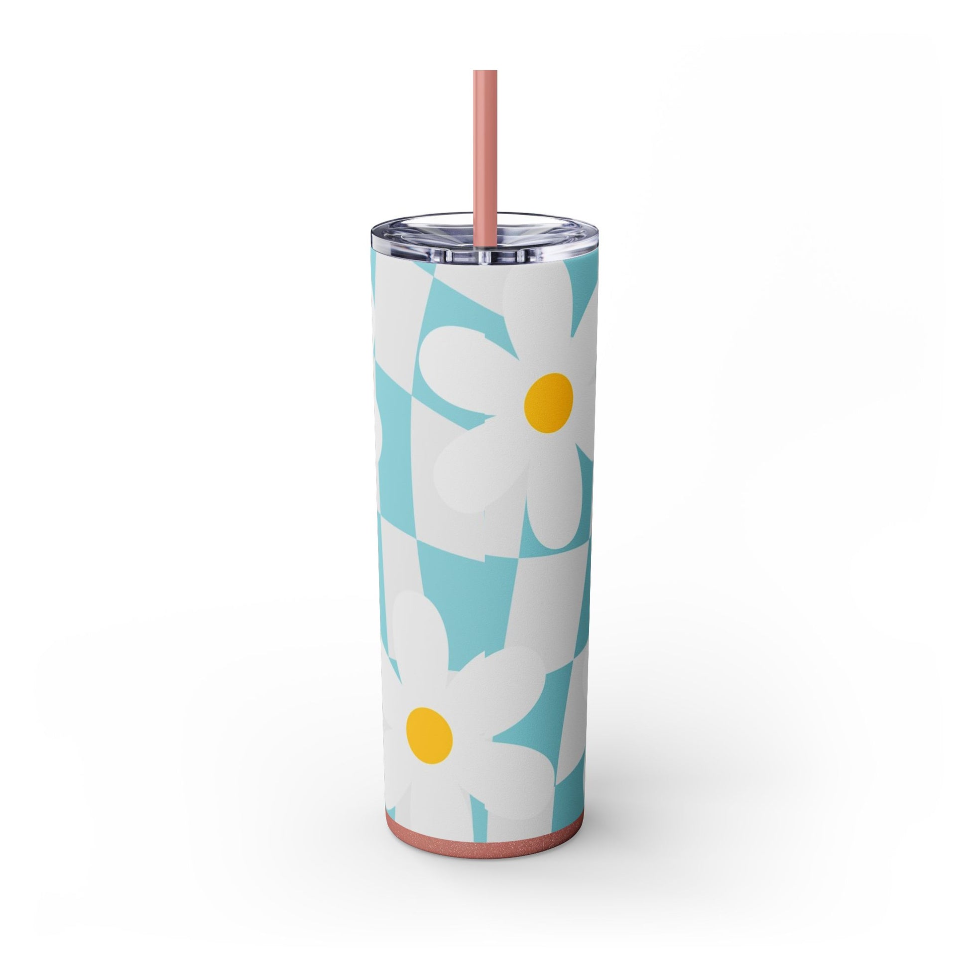 Trippy Check Garden Skinny Tumbler with Straw, 20oz, Artsulli - Art is Long, Life is Short, Mug, , , , , , , 