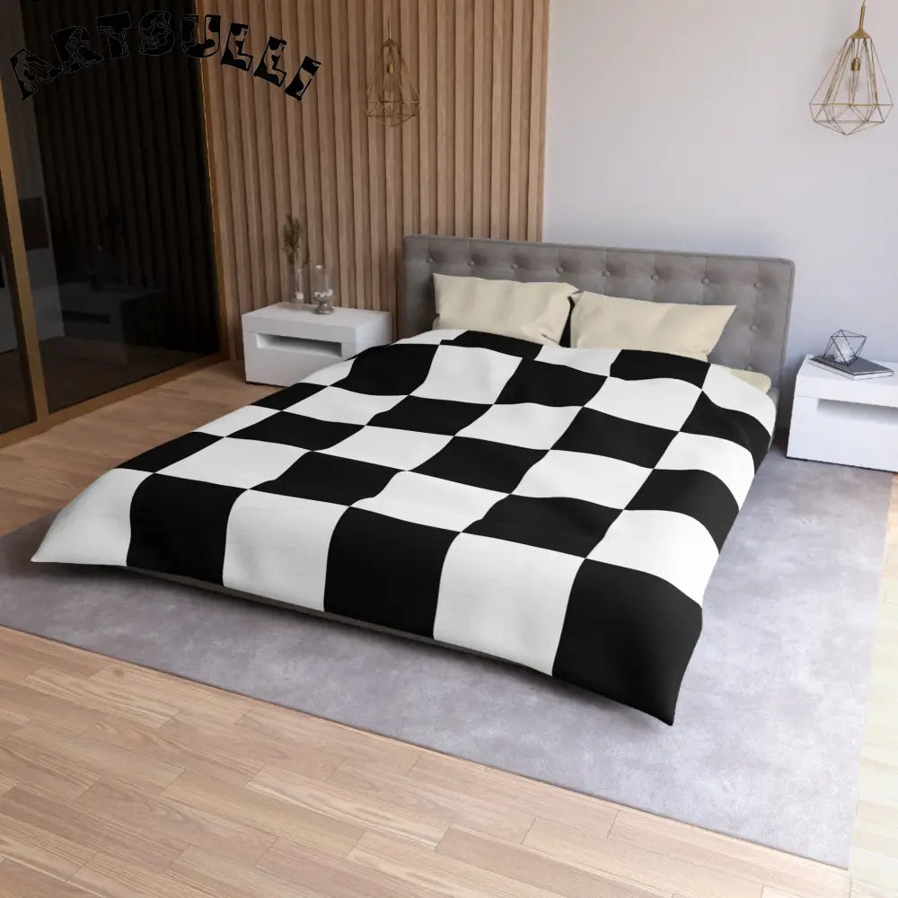 JAKKOUTTHEBXX Checkerboard Black and White Microfiber Duvet Cover
