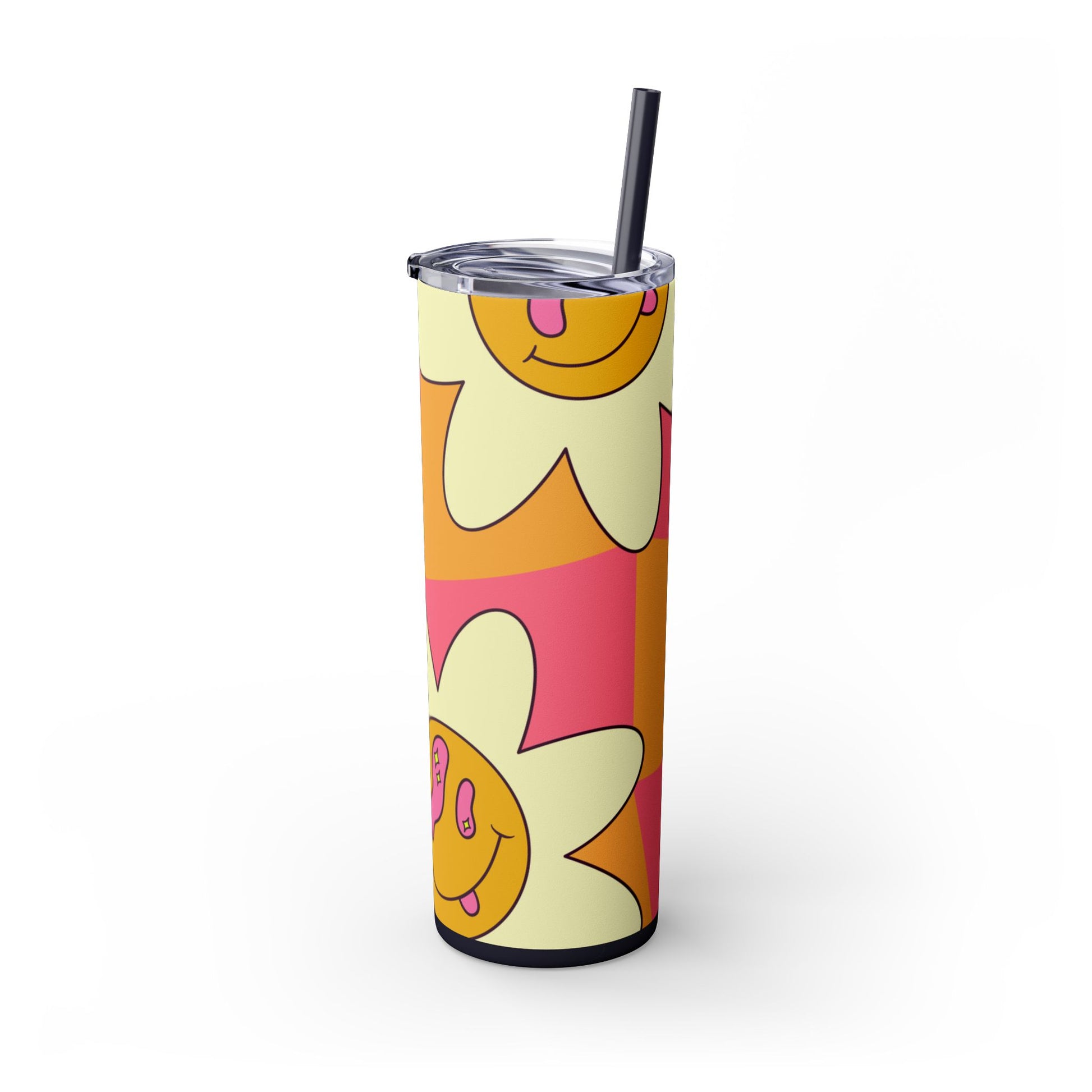 Trippy Sour Face Rave Skinny Tumbler with Straw, 20oz, Artsulli - Art is Long, Life is Short, Mug, , , , , , , 